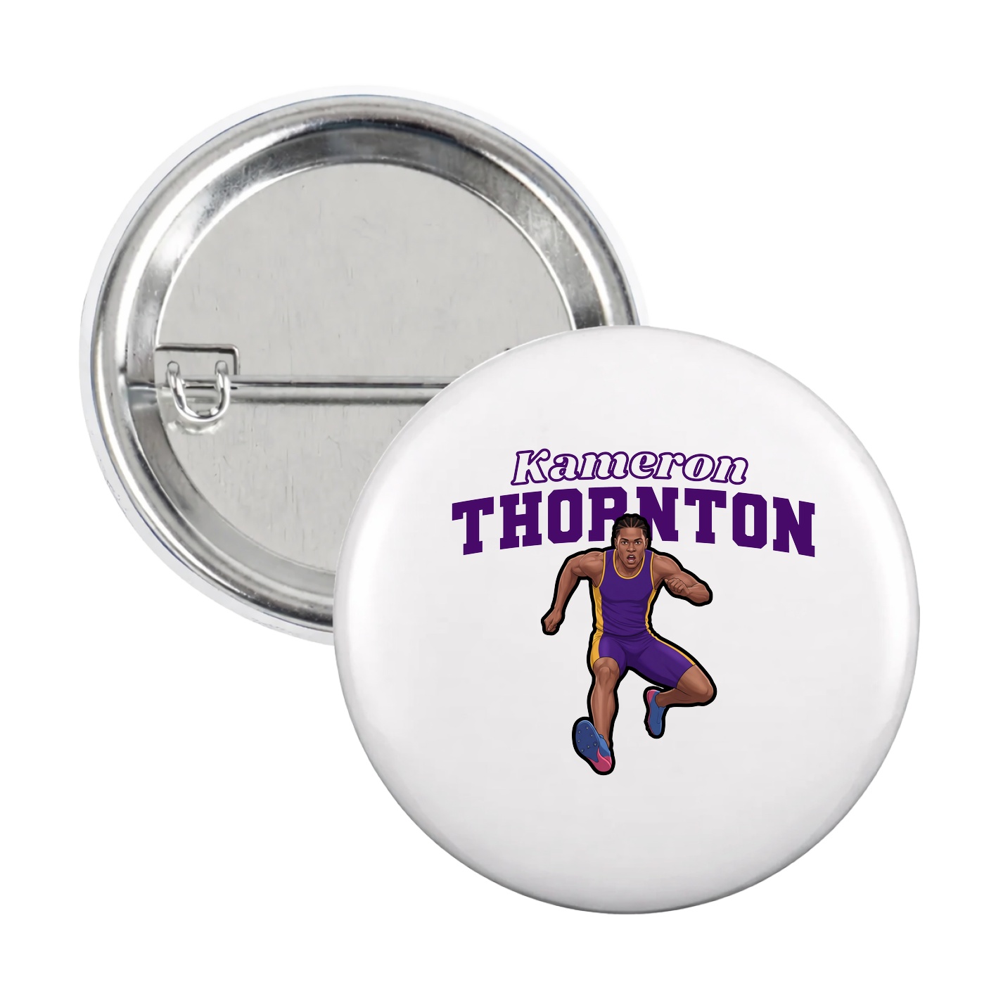 Game Day Button — Name Arch in White