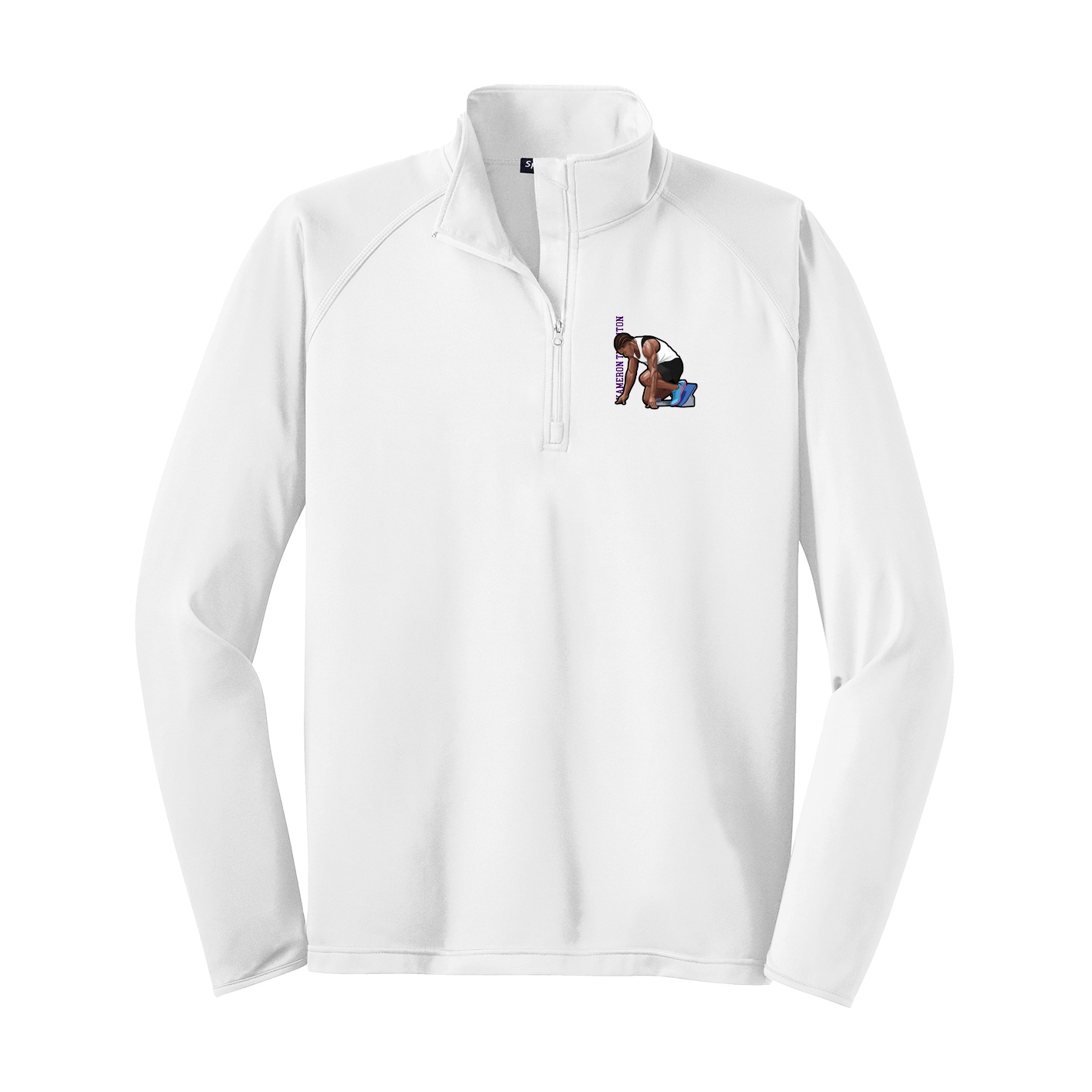 Q-Zip Pullover — Name Vertical in White