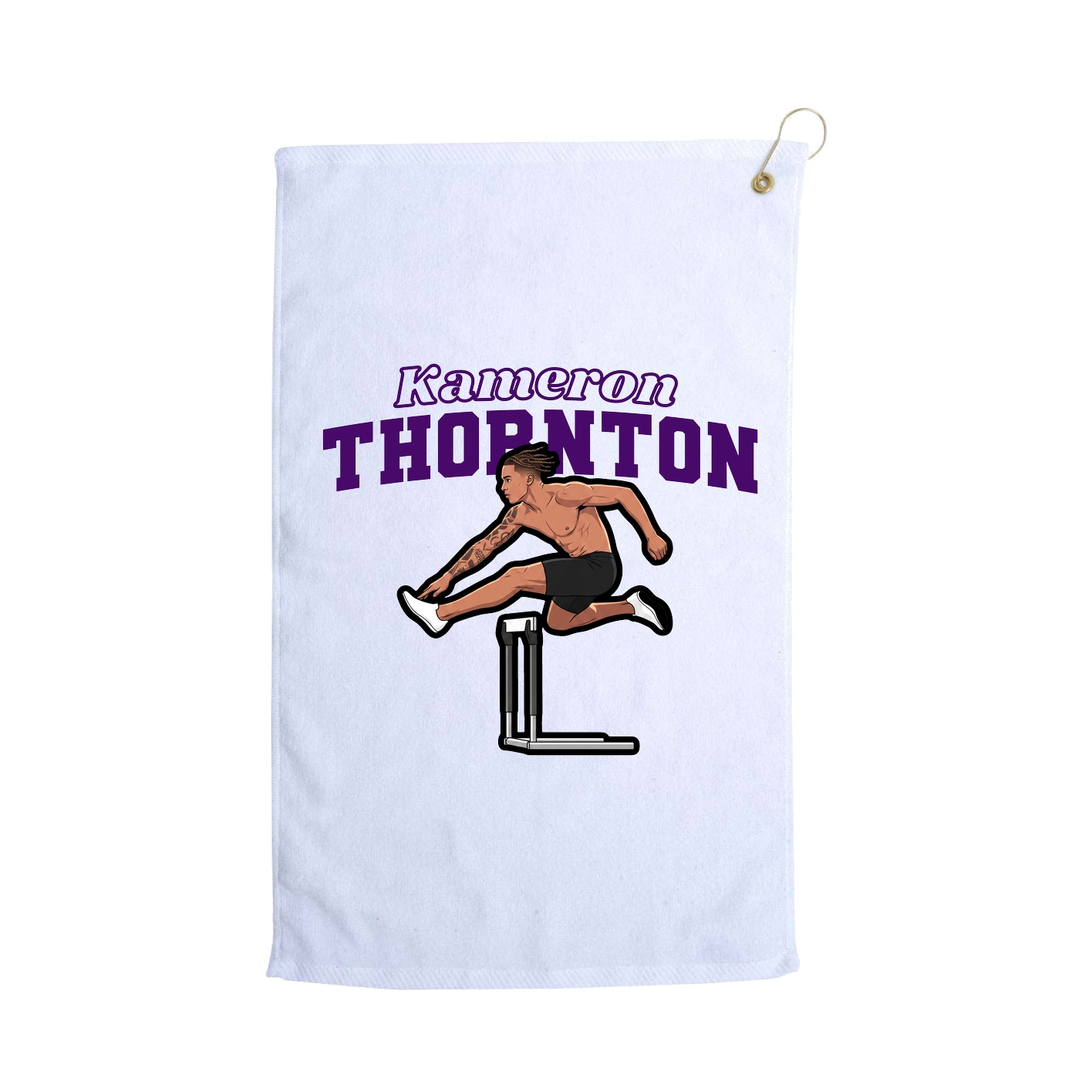 Golf Towel — Name Arch in White