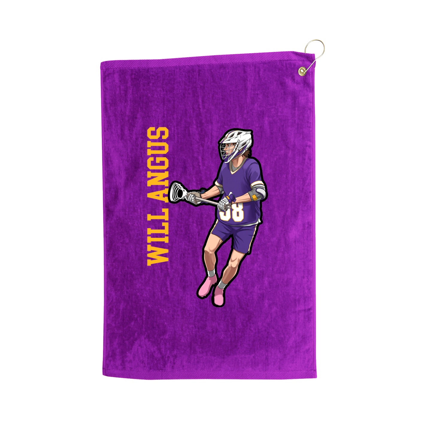 Golf Towel — Name Vertical in Purple