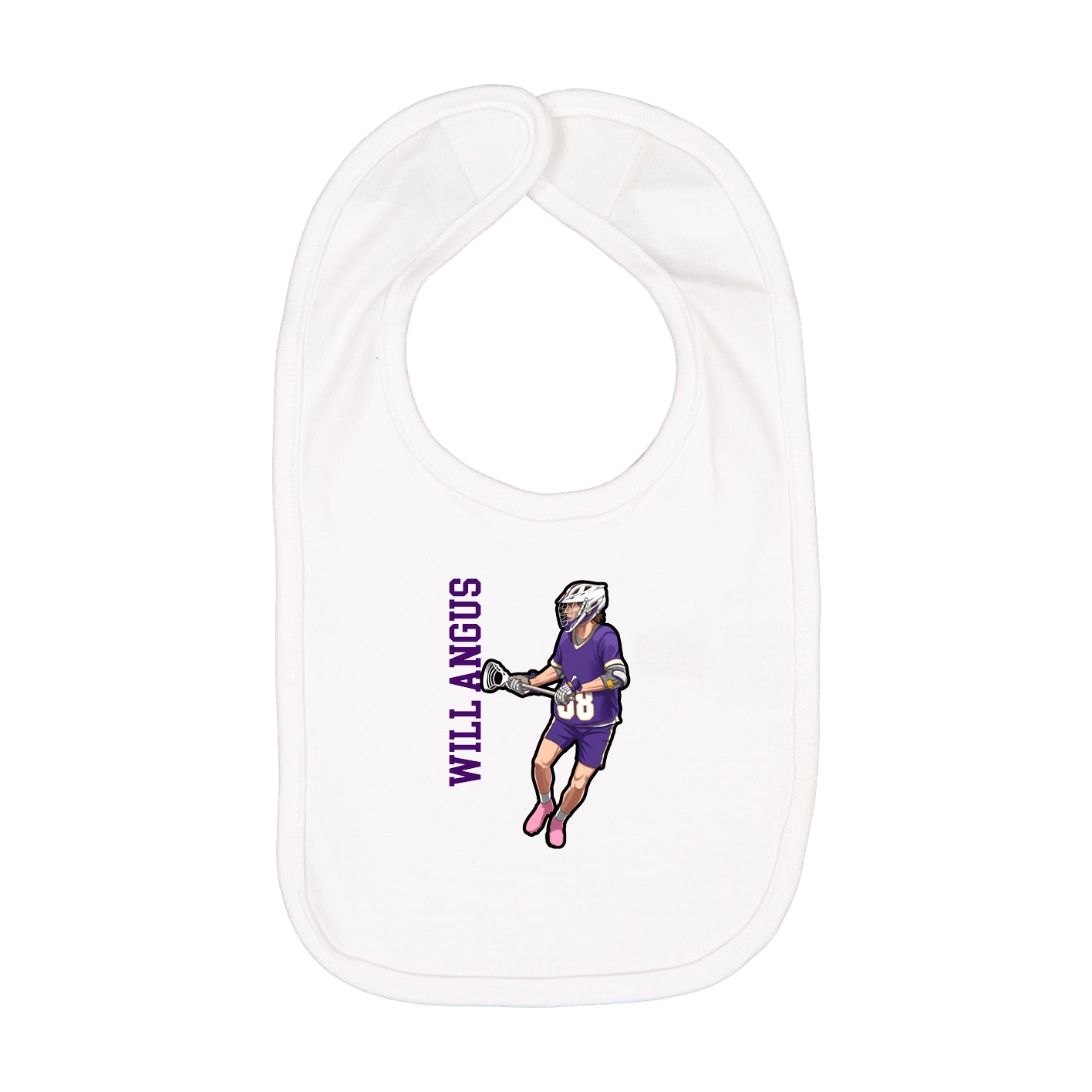 Infant Bib — Name Vertical in White