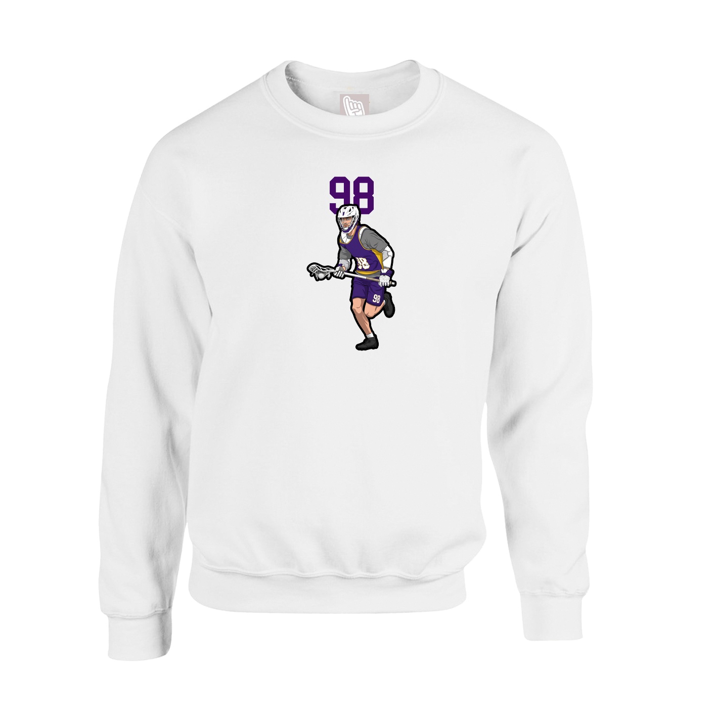 Fleece Crew — Number Top in White