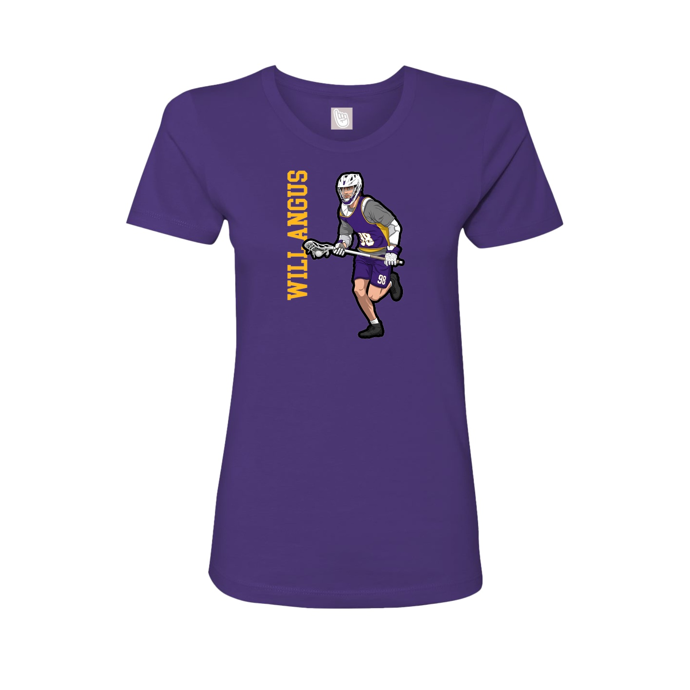 Fitted Women's Tee — Name Vertical in Purple