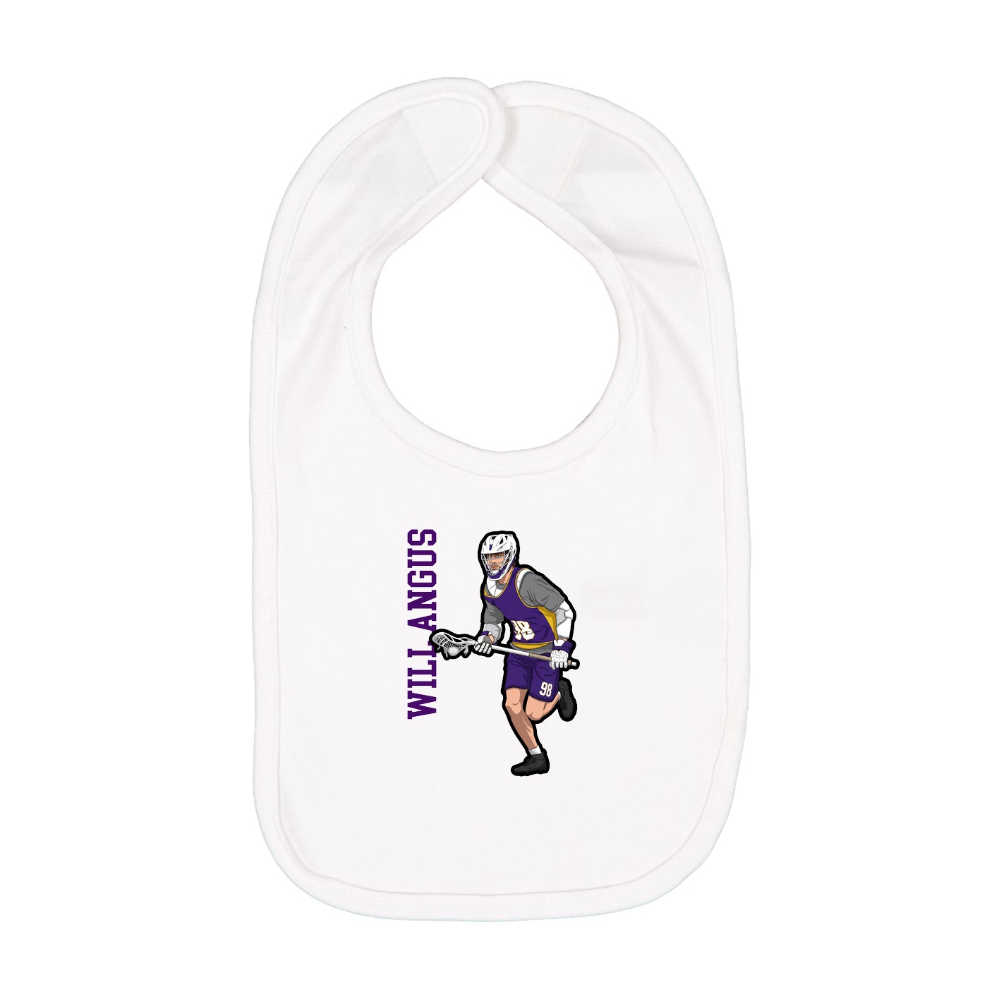 Infant Bib — Name Vertical in White