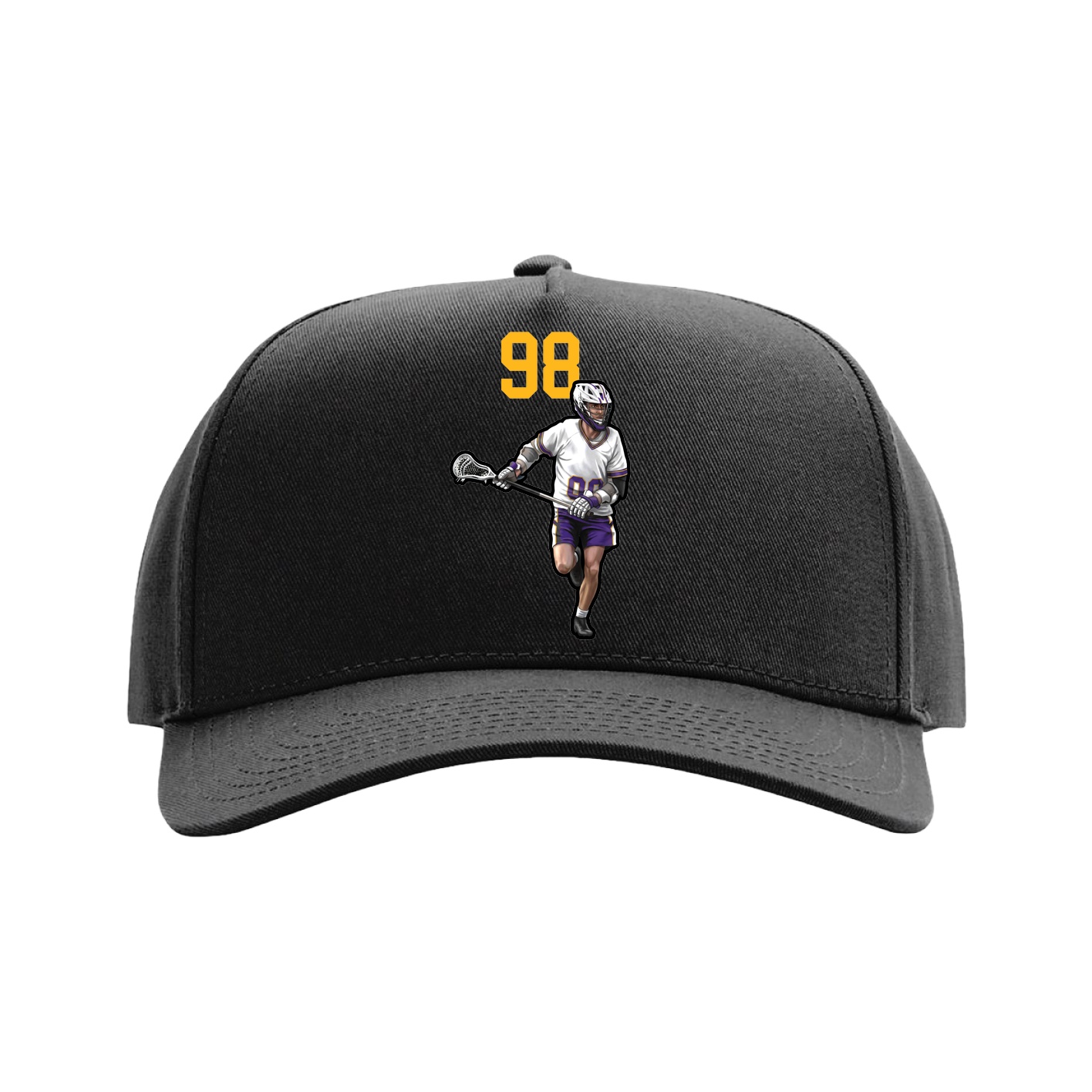 Full Fabric Five-Panel Champ Cap — Number Top in Black