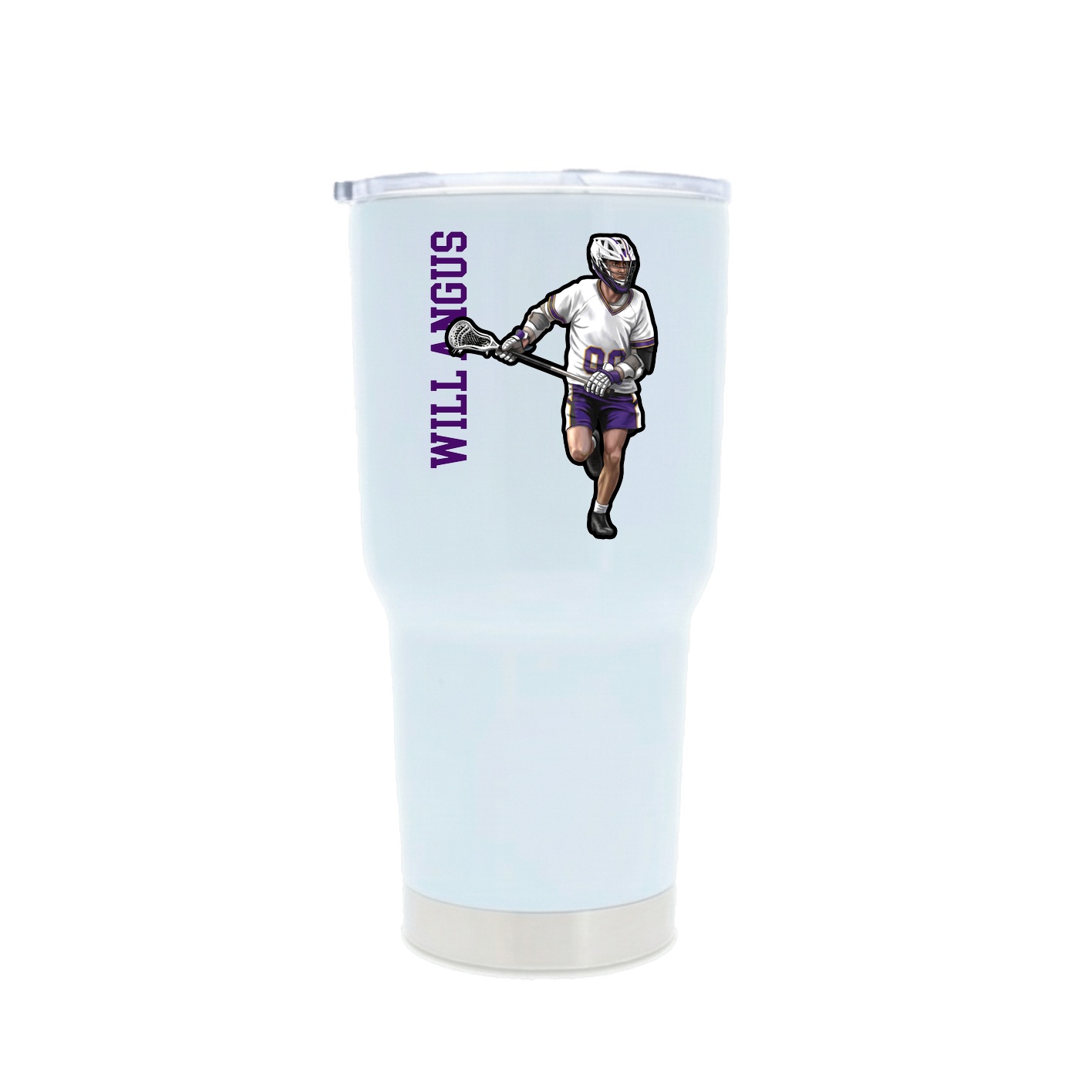 30oz Stainless Steel Tumbler — Name Vertical in White