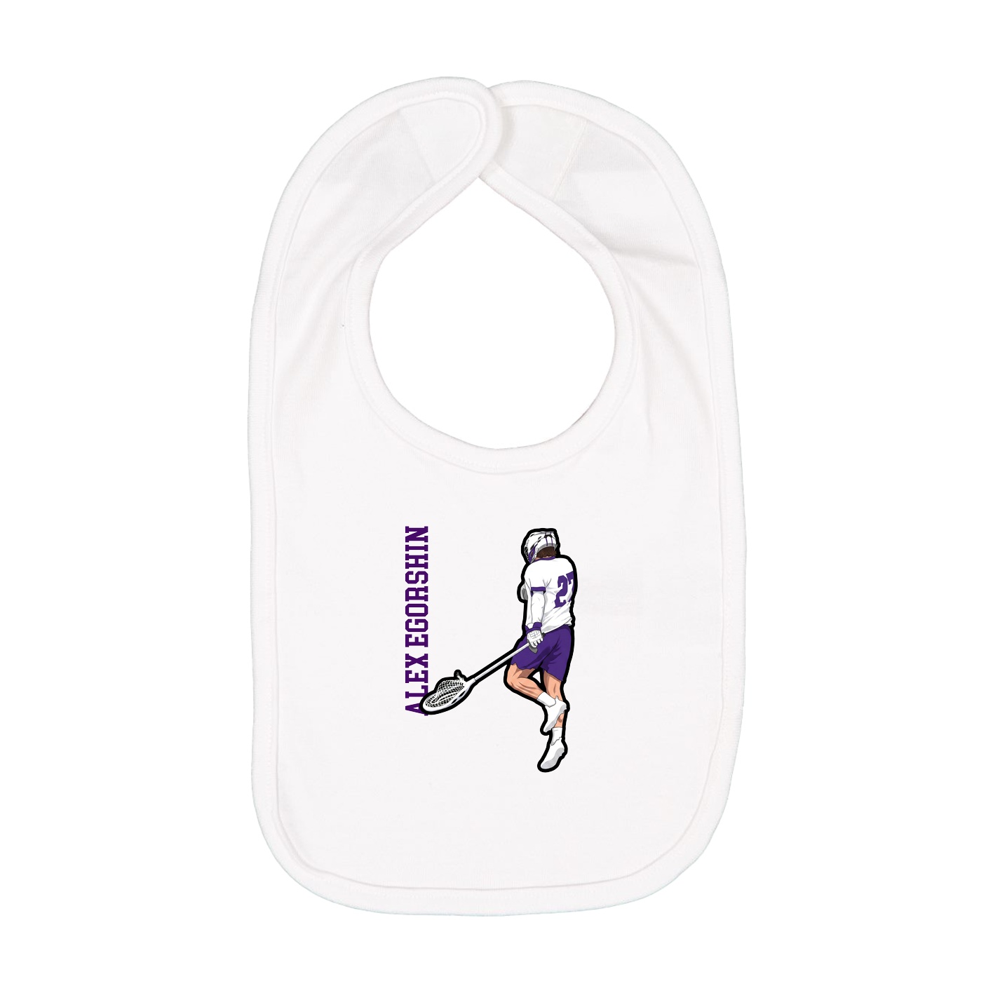 Infant Bib — Name Vertical in White