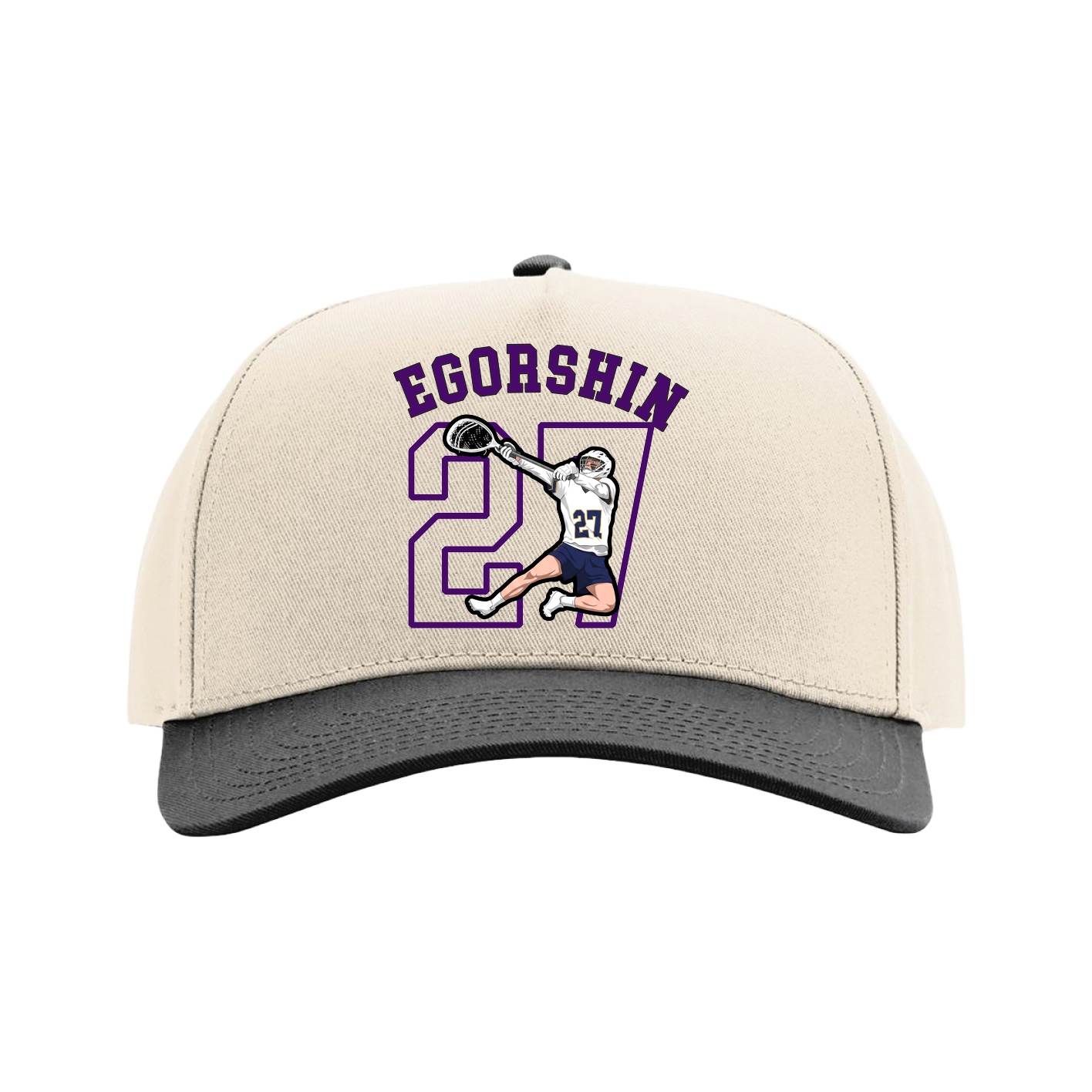 Full Fabric Five-Panel Champ Cap — Shirsey Arch in Cream/Black