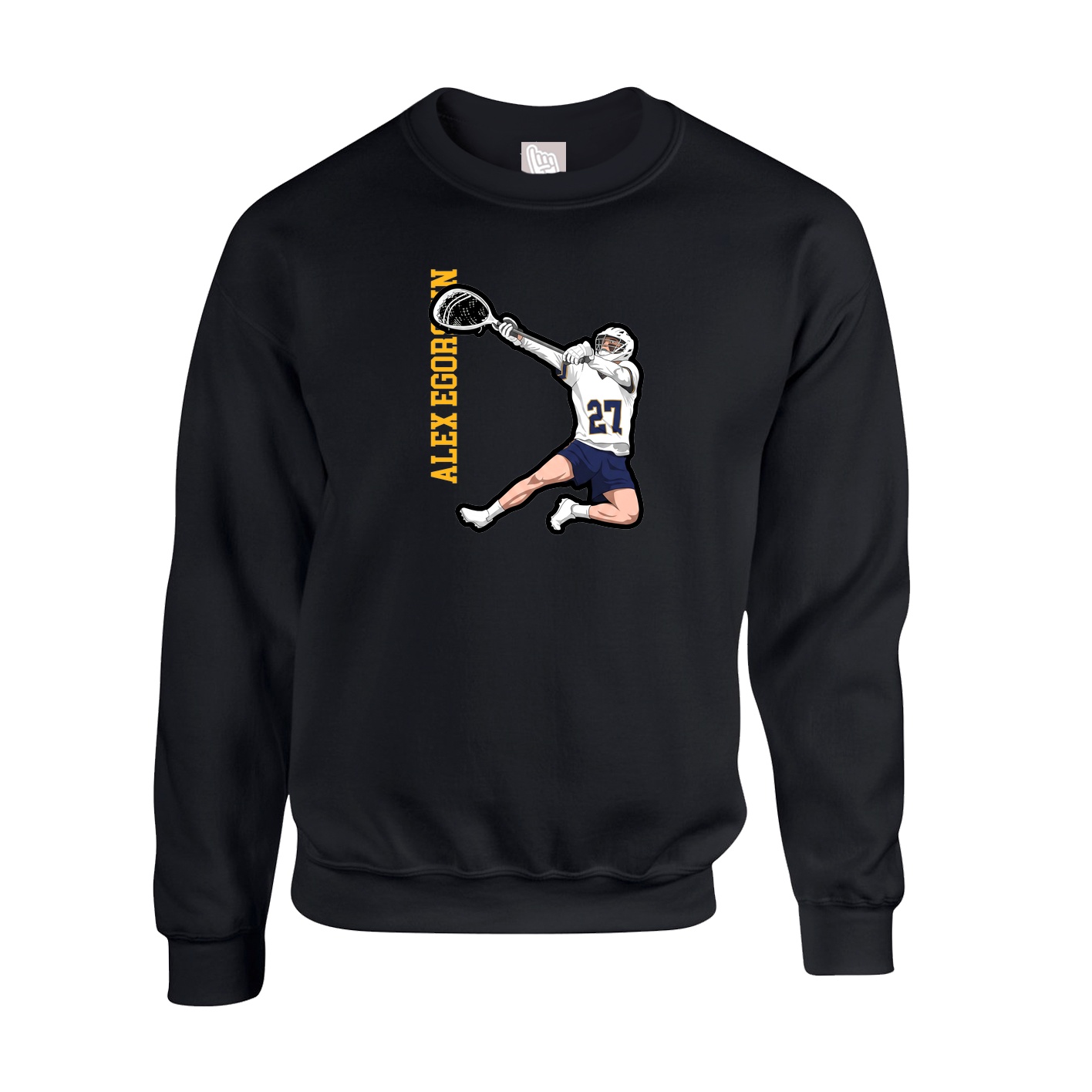 Fleece Crew — Name Vertical in Black