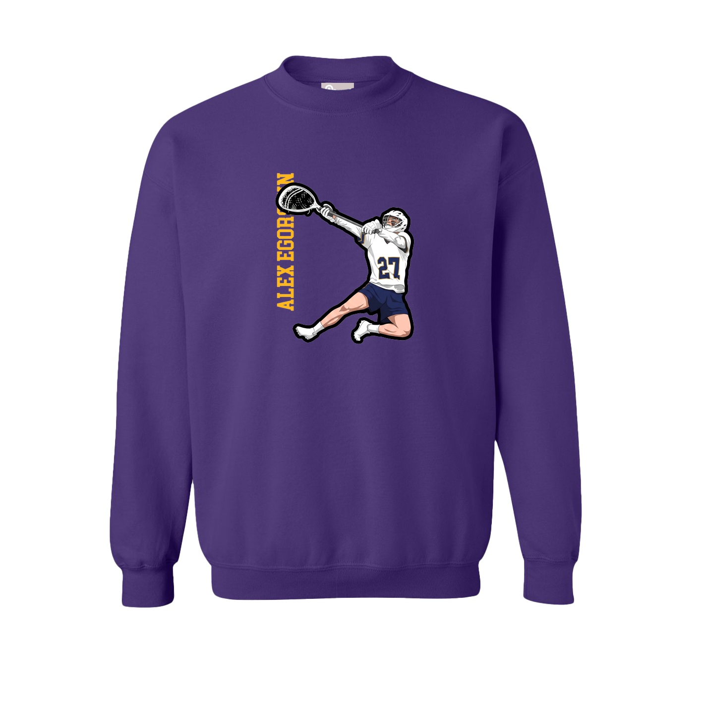 Fleece Crew — Name Vertical in Purple