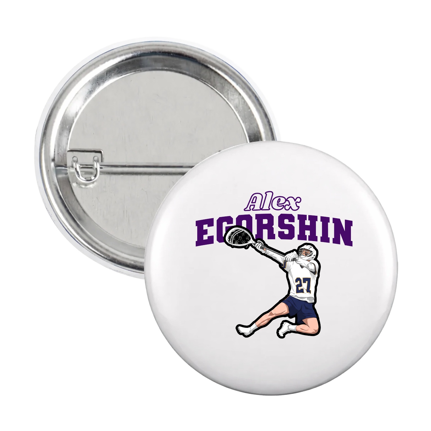 Game Day Button — Name Arch in White