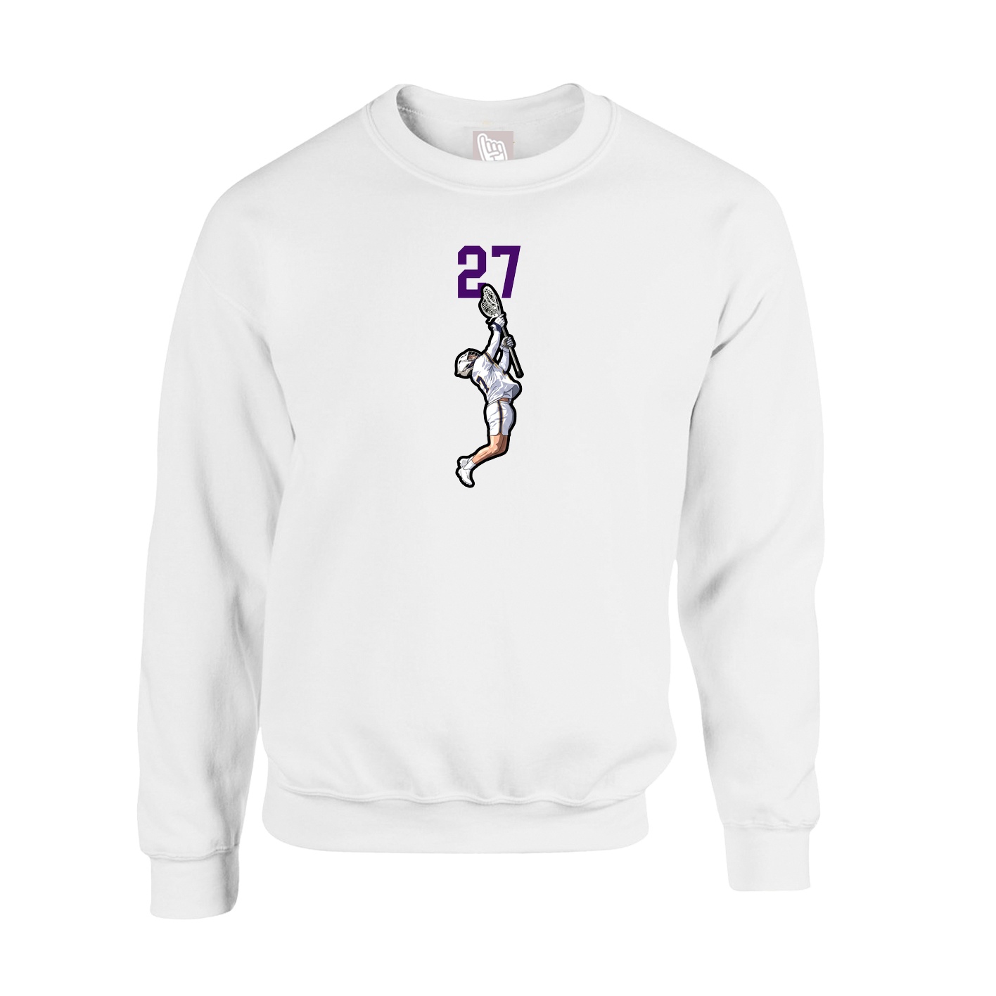 Fleece Crew — Number Top in White
