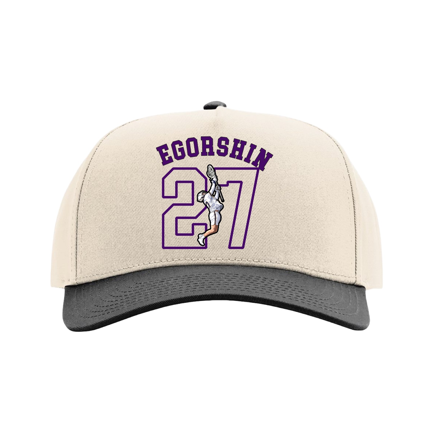 Full Fabric Five-Panel Champ Cap — Shirsey Arch in Cream/Black