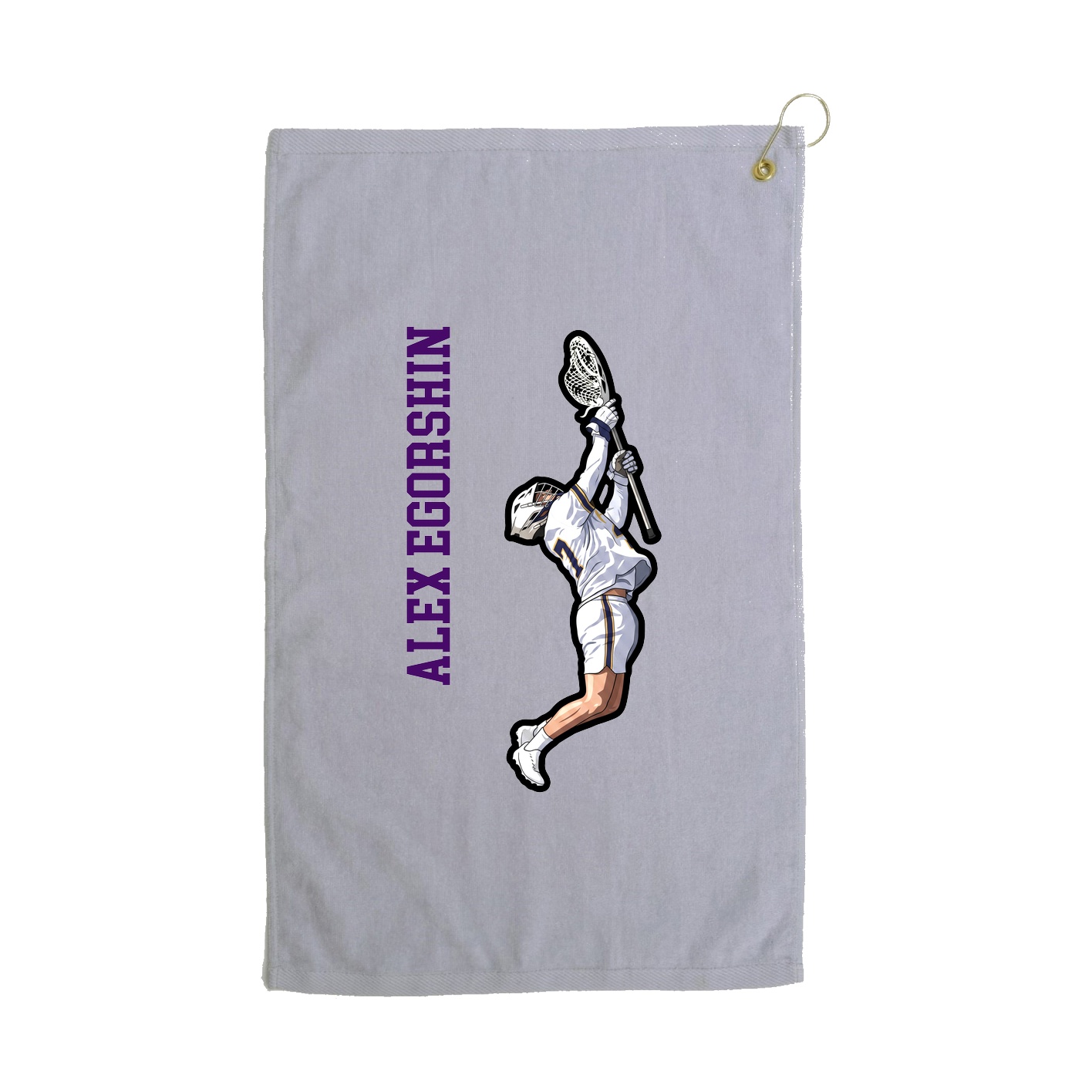 Golf Towel — Name Vertical in Grey