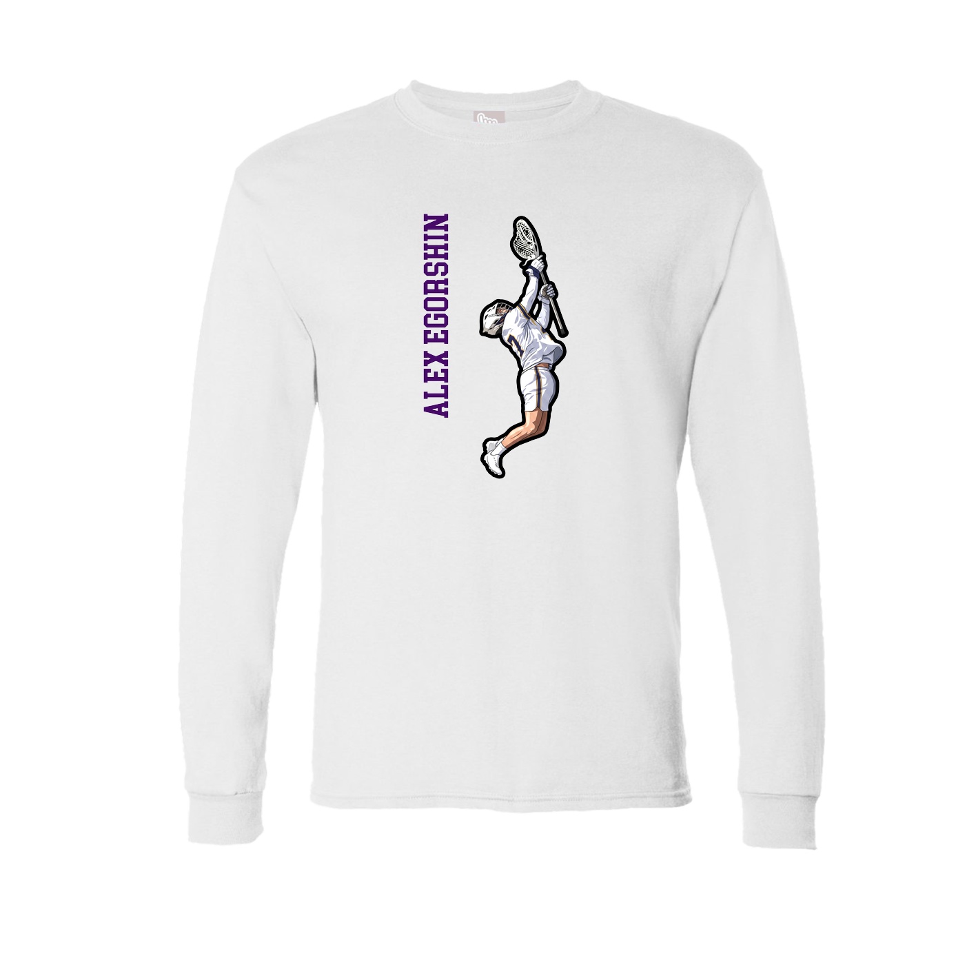 Long Sleeve Tee — Name Vertical in White