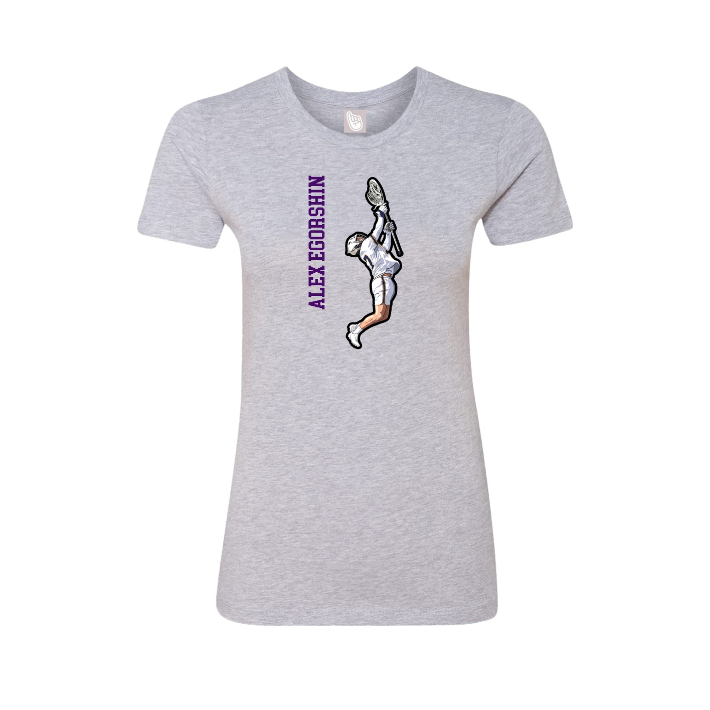 Fitted Women's Tee — Name Vertical in Grey