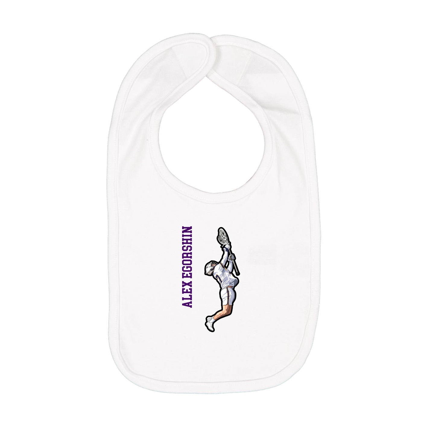 Infant Bib — Name Vertical in White