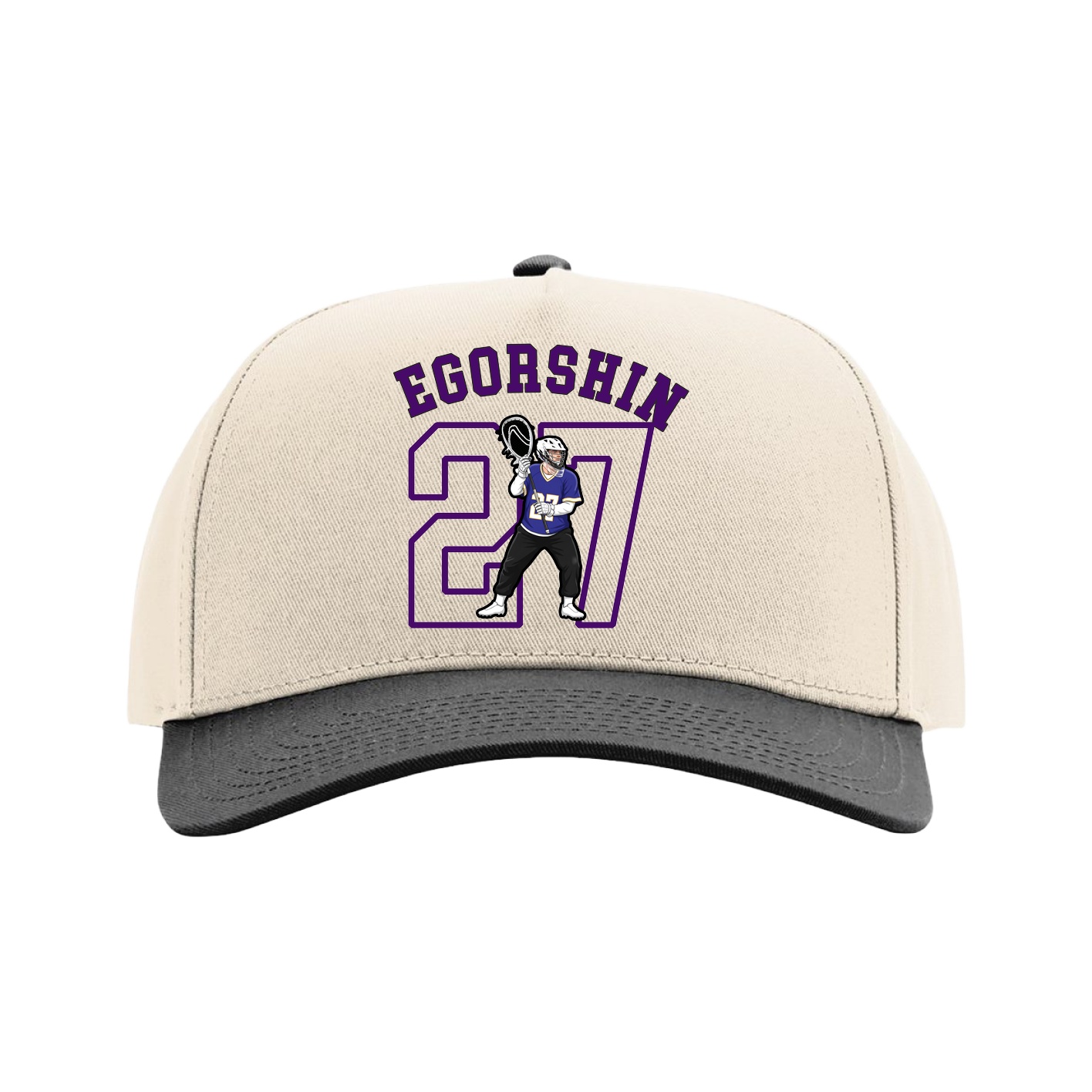 Full Fabric Five-Panel Champ Cap — Shirsey Arch in Cream/Black