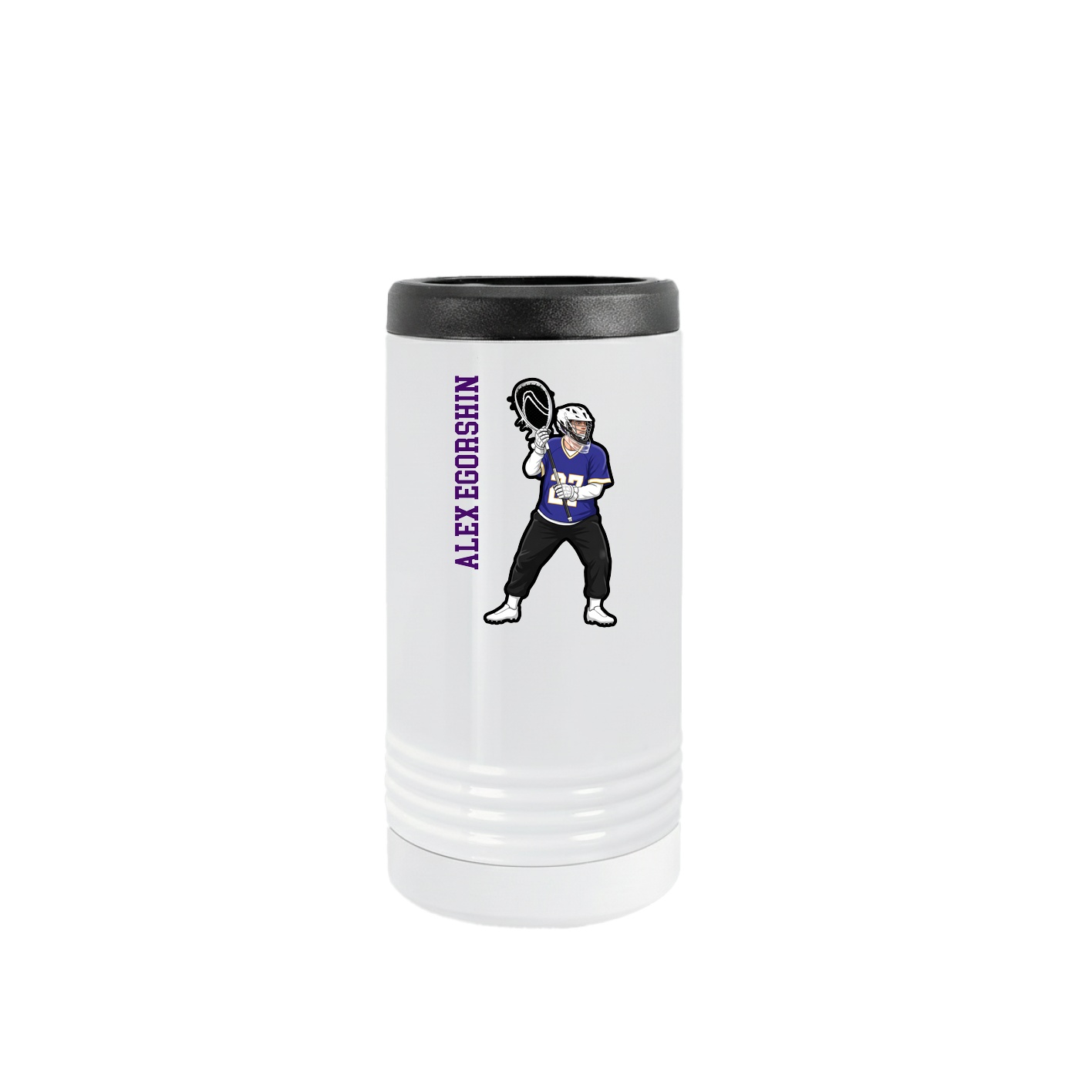 Slim Beverage Holder — Name Vertical in White