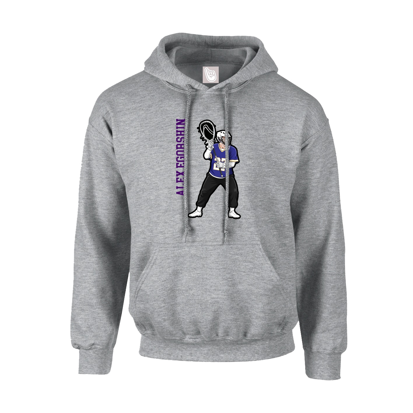 Youth Hoodie — Name Vertical in Grey
