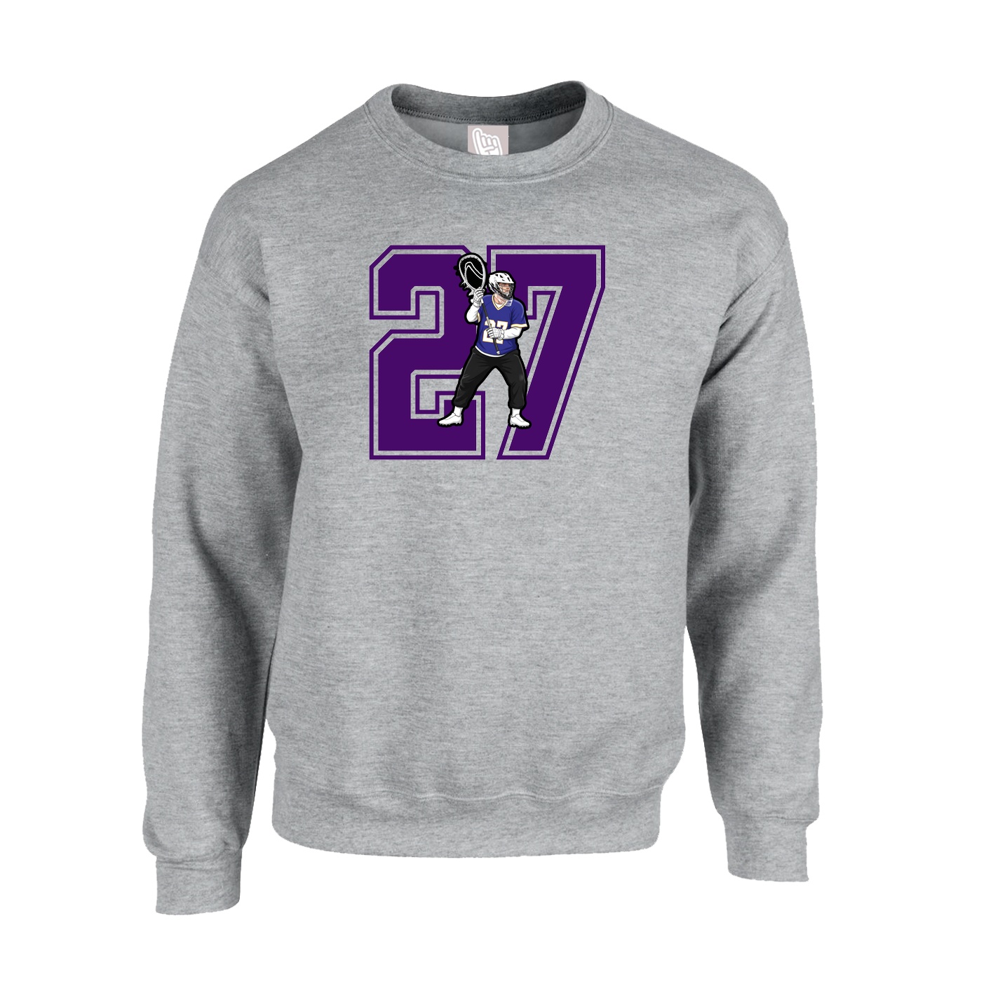 Fleece Crew — Number in Grey