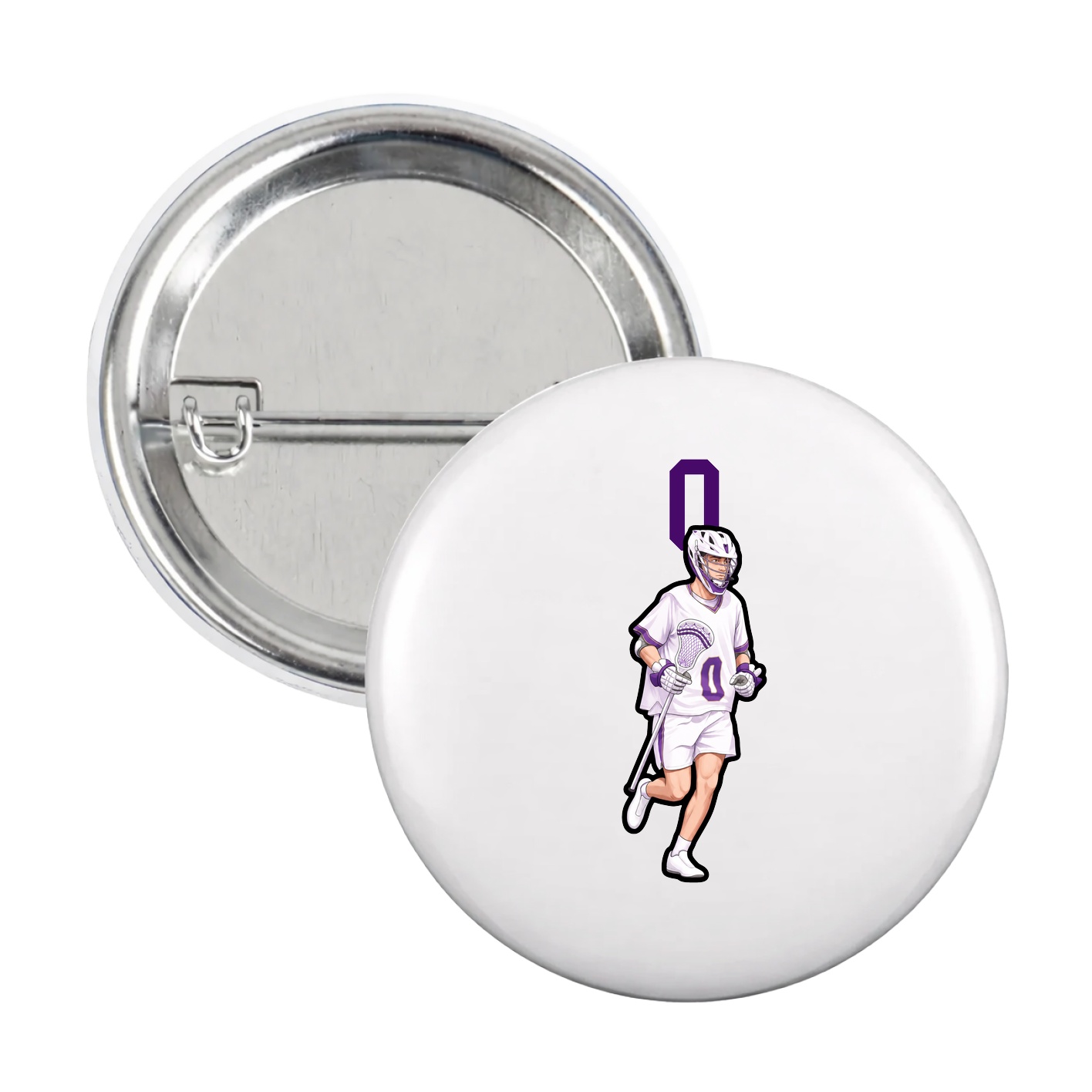 Game Day Button — Number Top in White