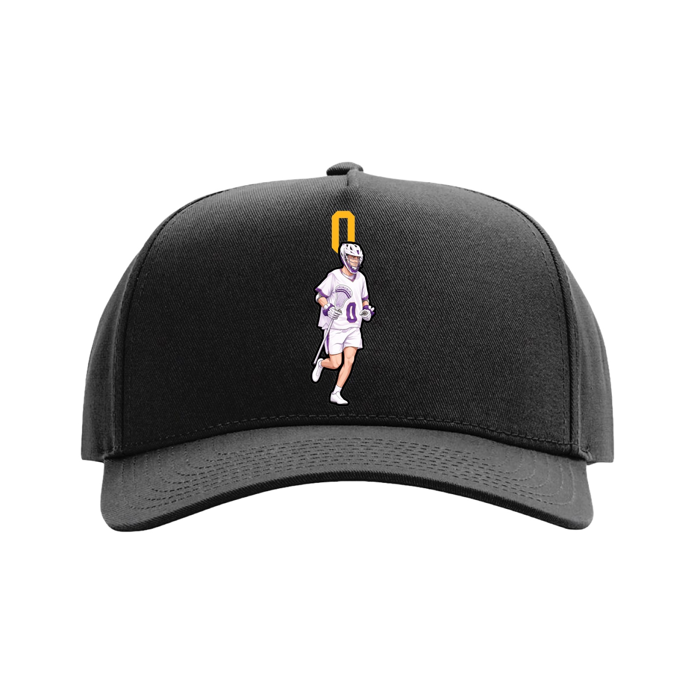 Full Fabric Five-Panel Champ Cap — Number Top in Black
