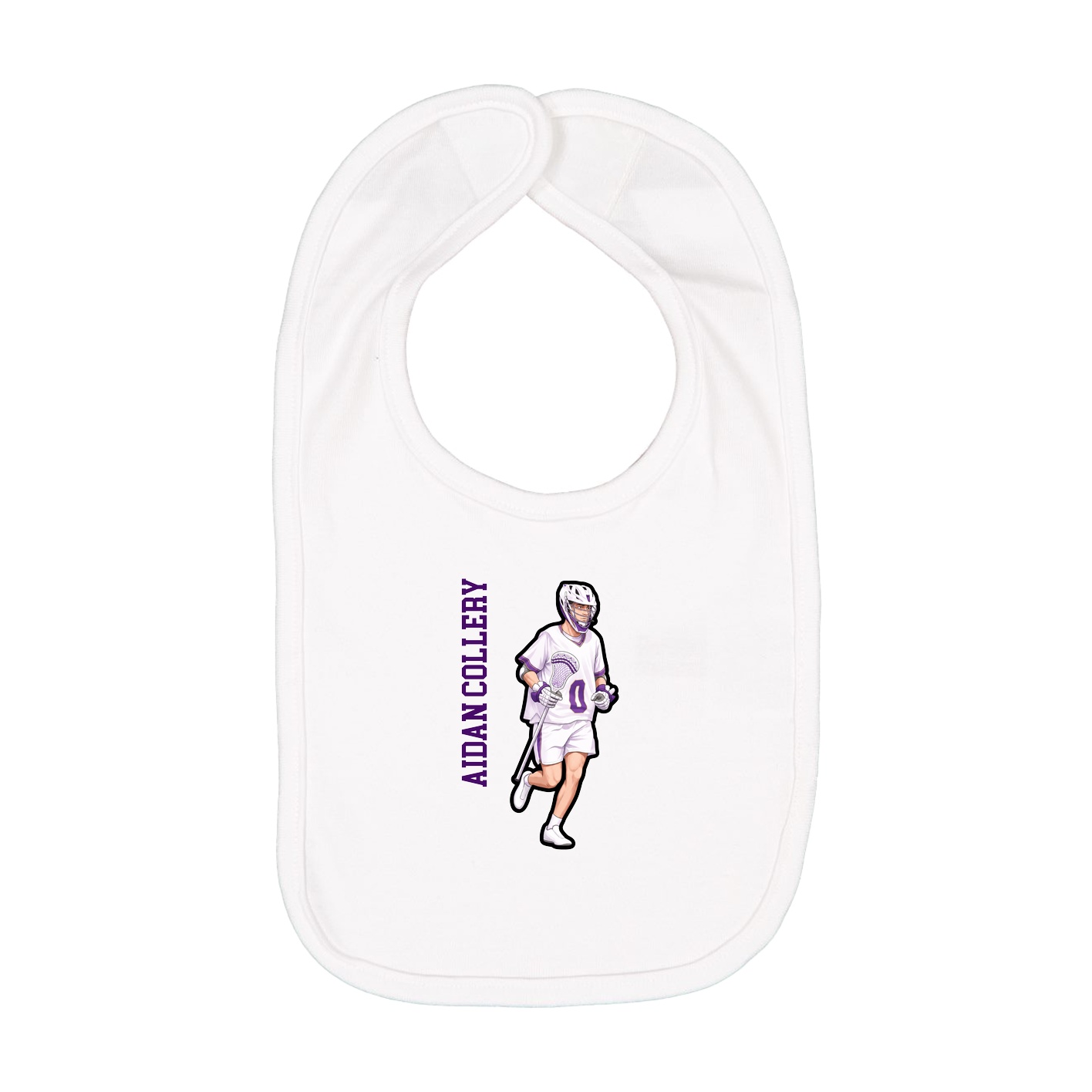 Infant Bib — Name Vertical in White
