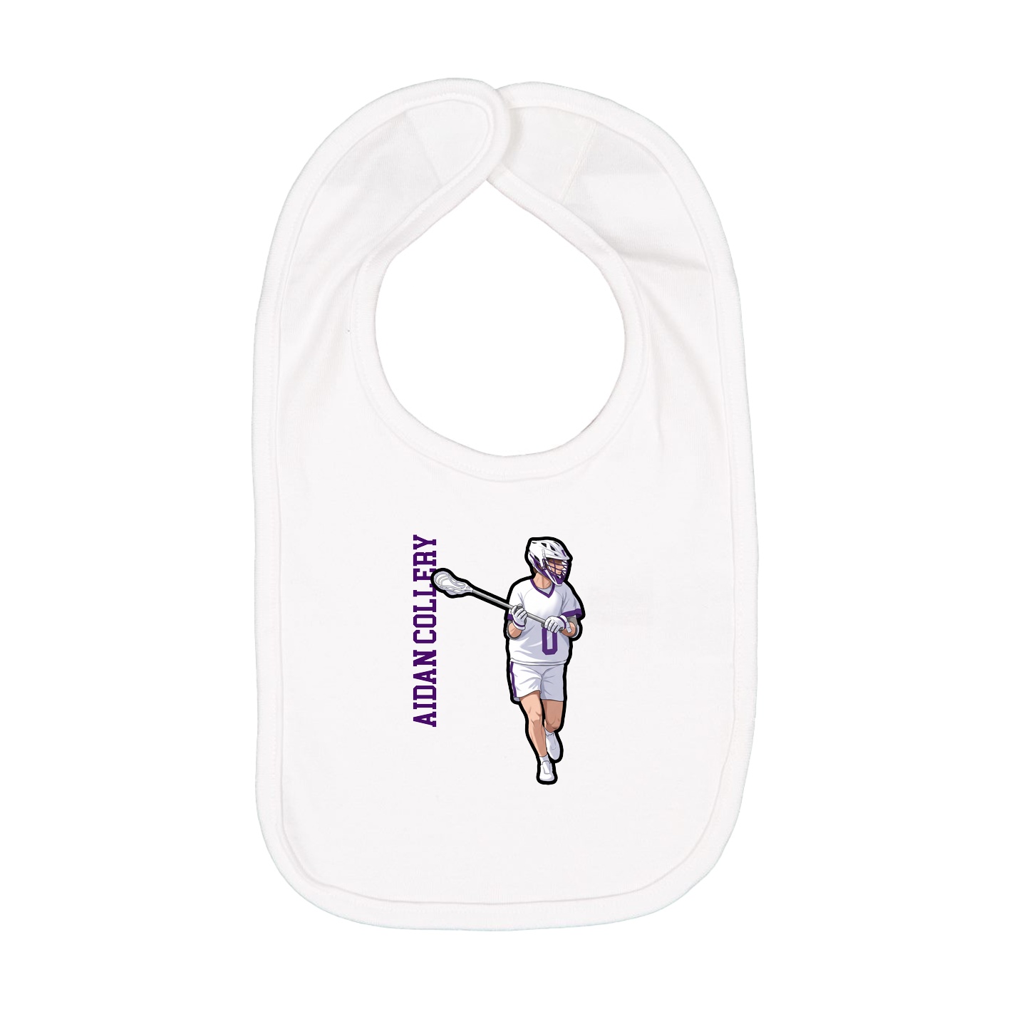 Infant Bib — Name Vertical in White