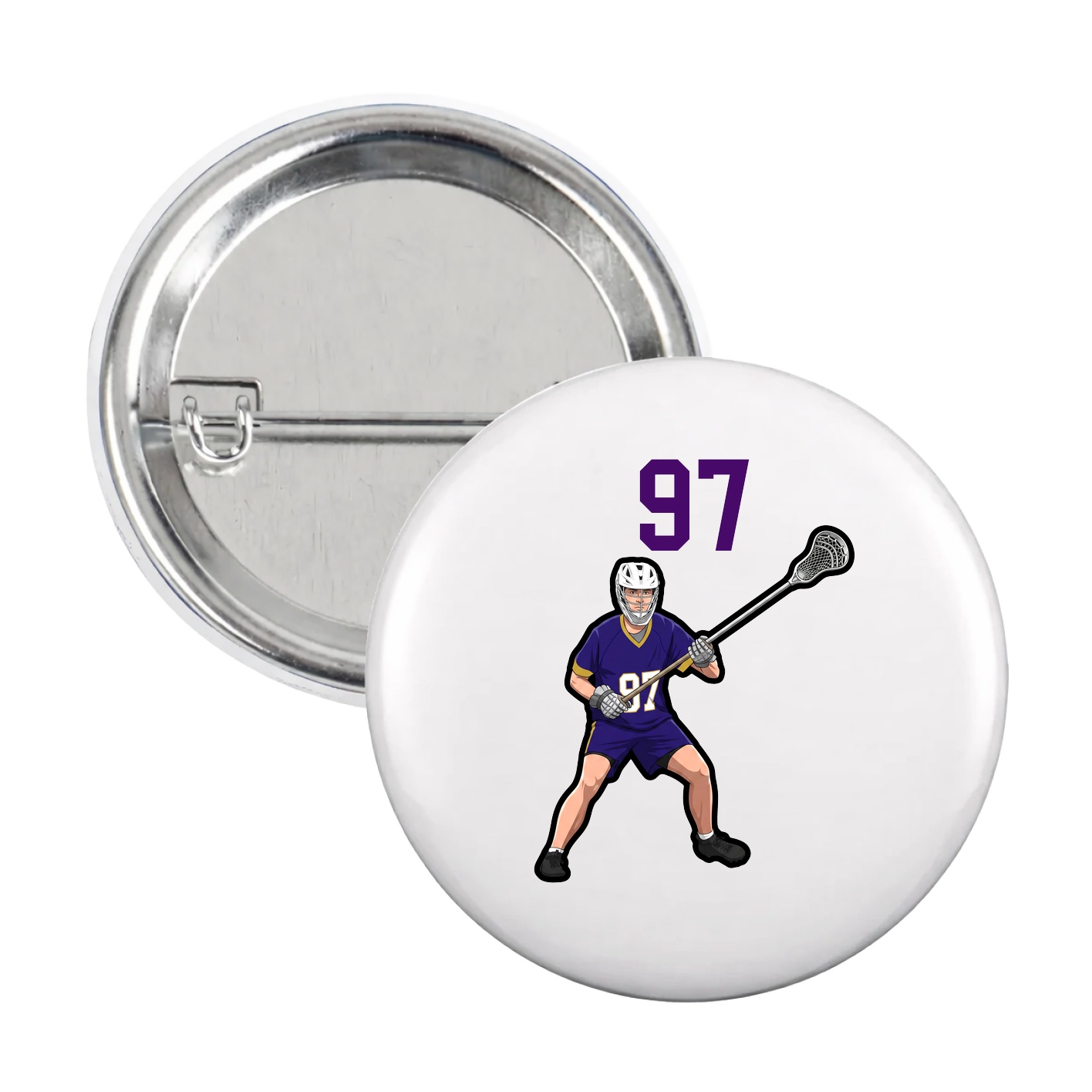 Game Day Button — Number Top in White