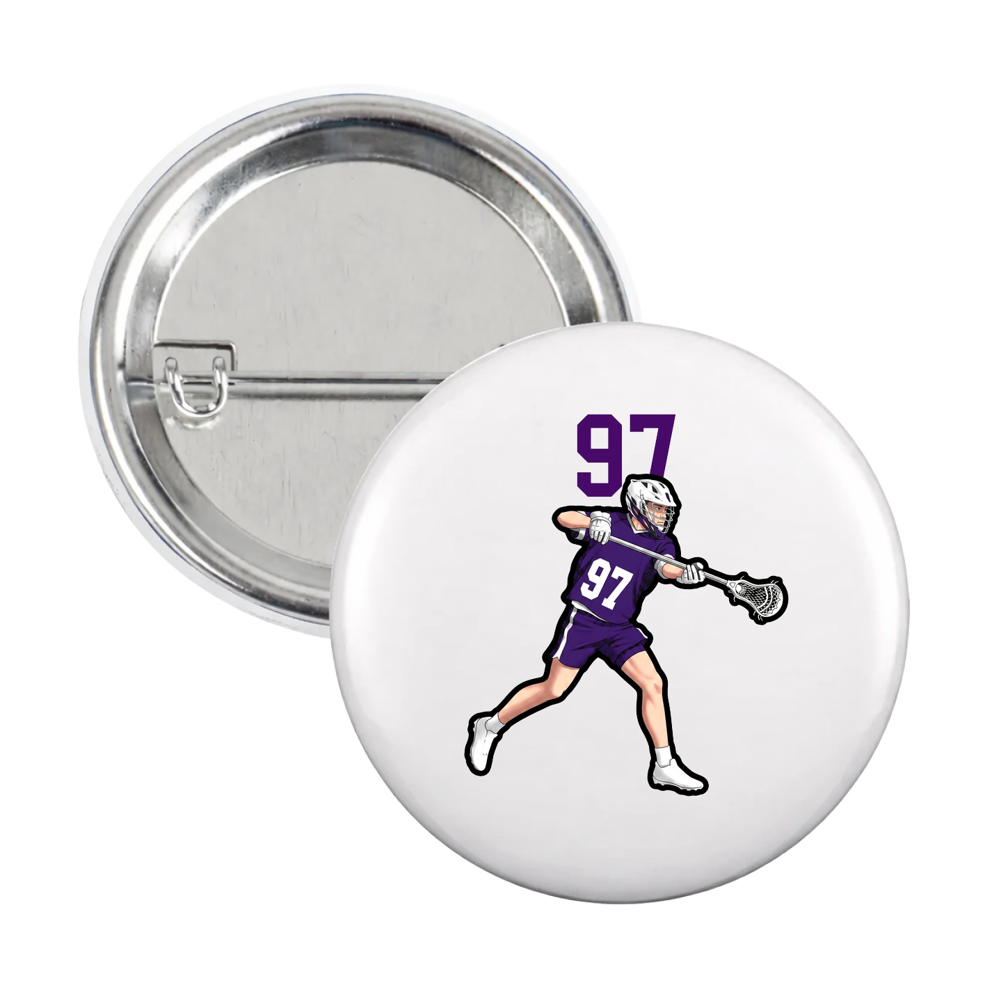 Game Day Button — Number Top in White