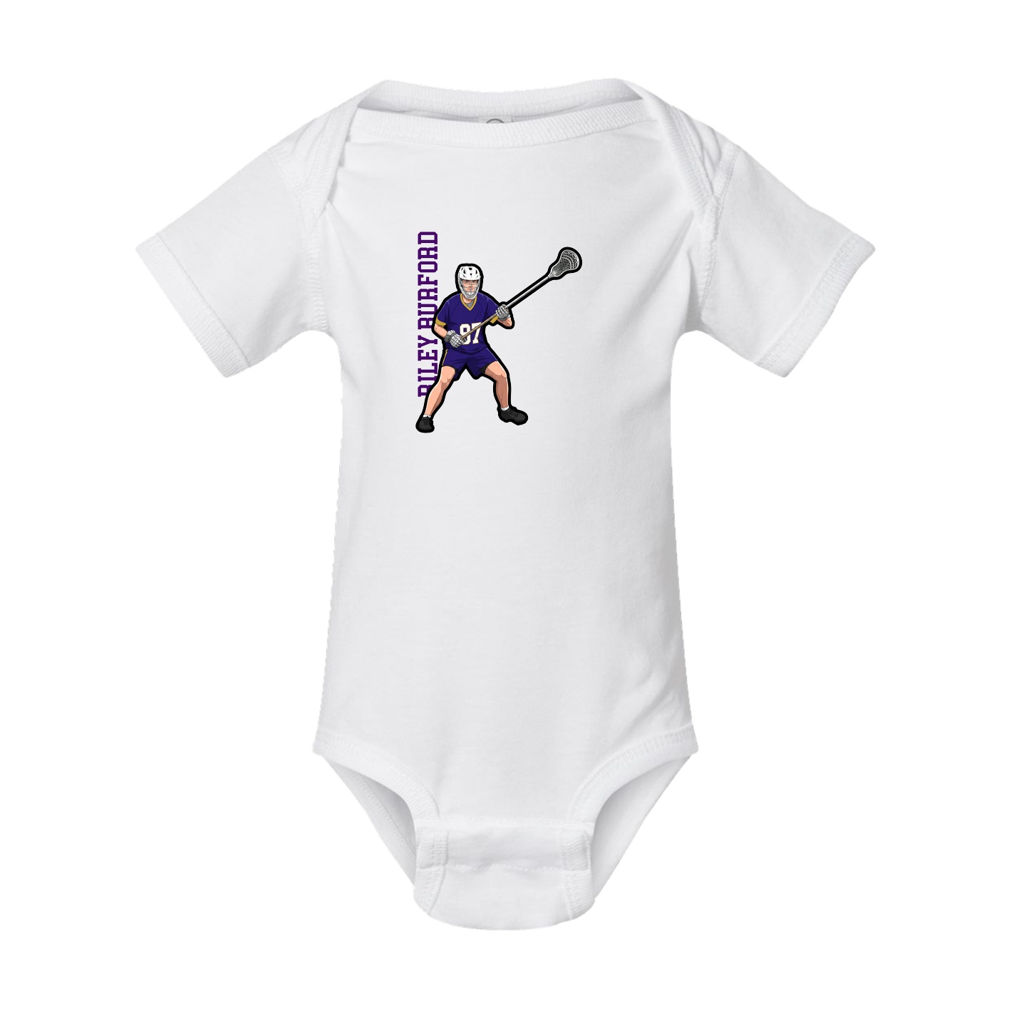 Baby Onesie — Name Vertical in White
