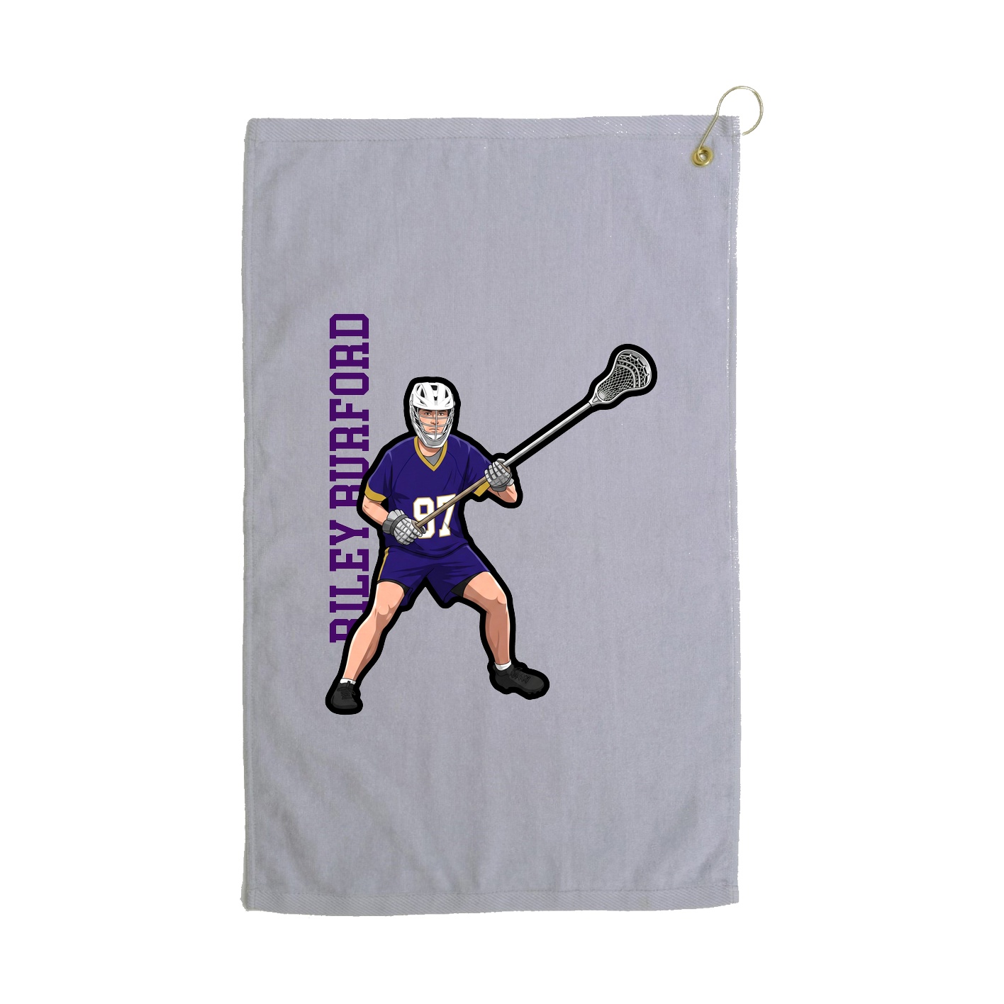Golf Towel — Name Vertical in Grey