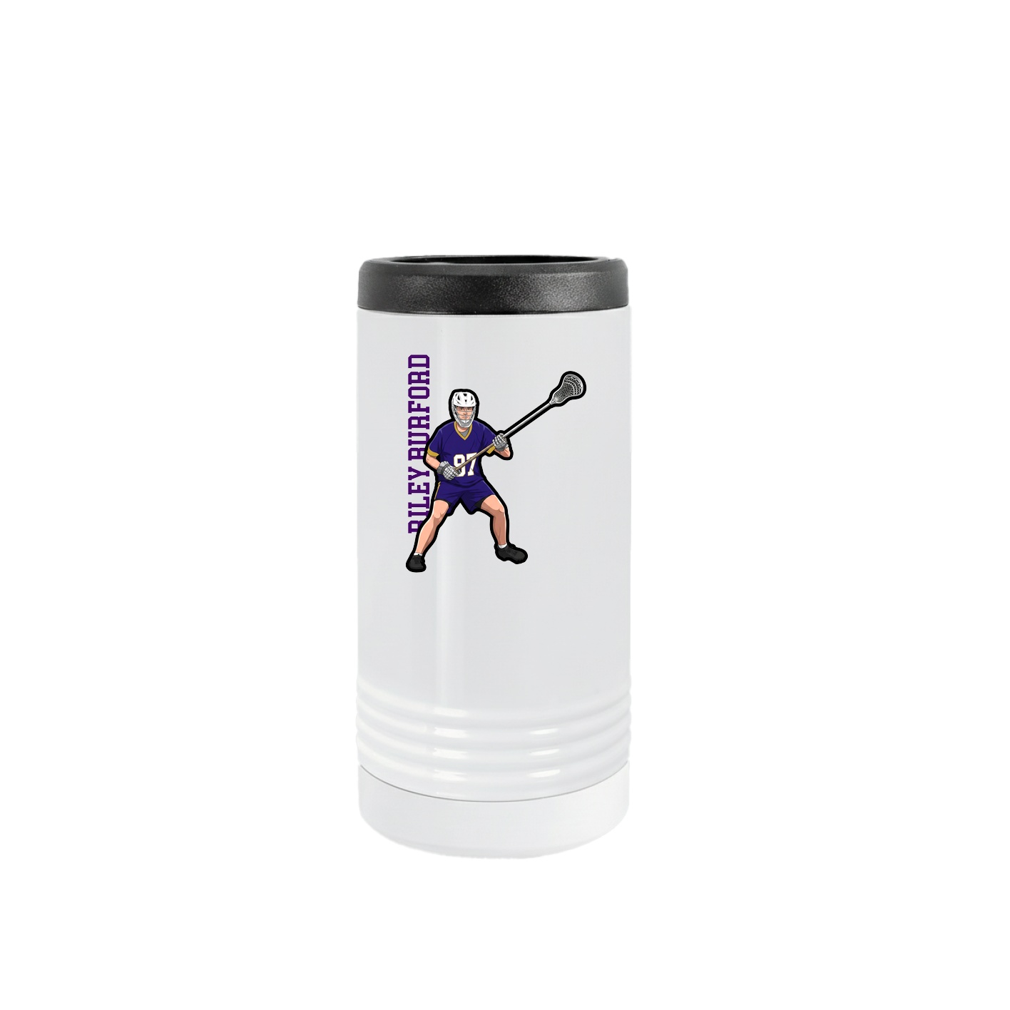 Slim Beverage Holder — Name Vertical in White