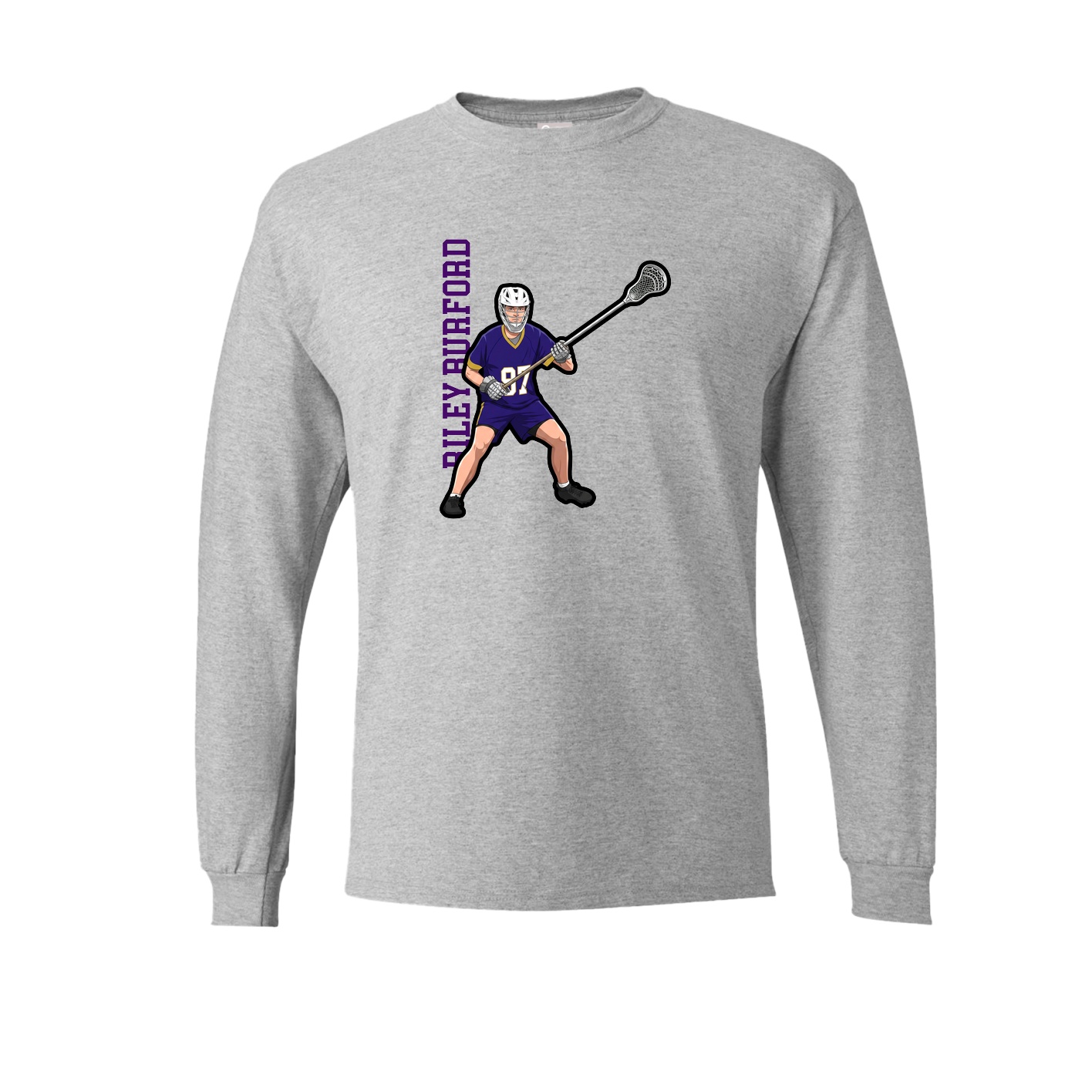 Long Sleeve Tee — Name Vertical in Grey