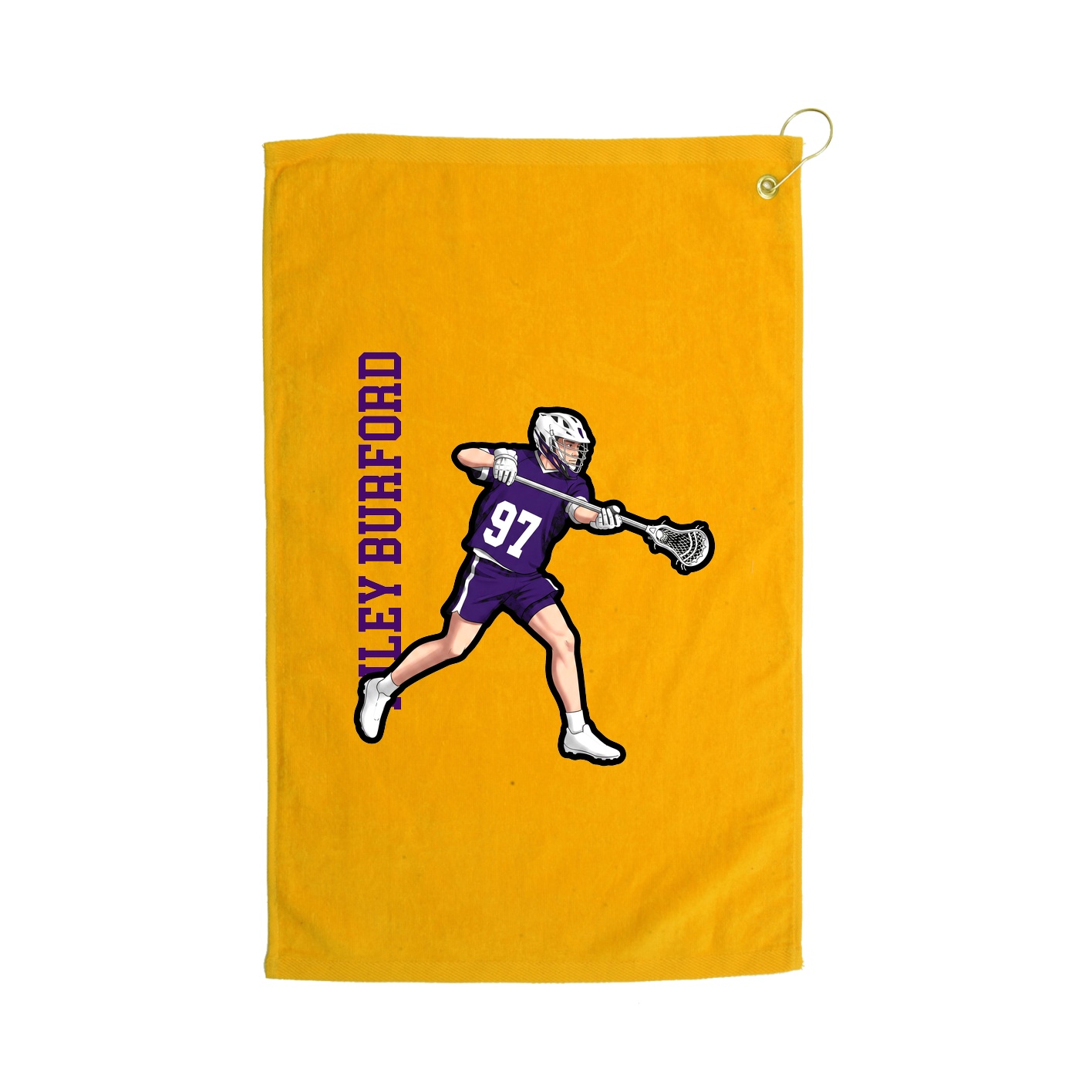 Golf Towel — Name Vertical in Gold