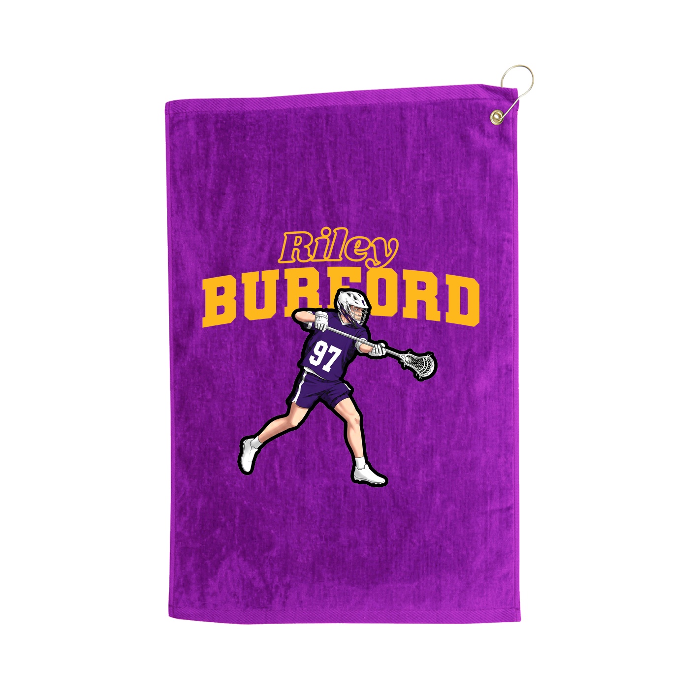 Golf Towel — Name Arch in Purple
