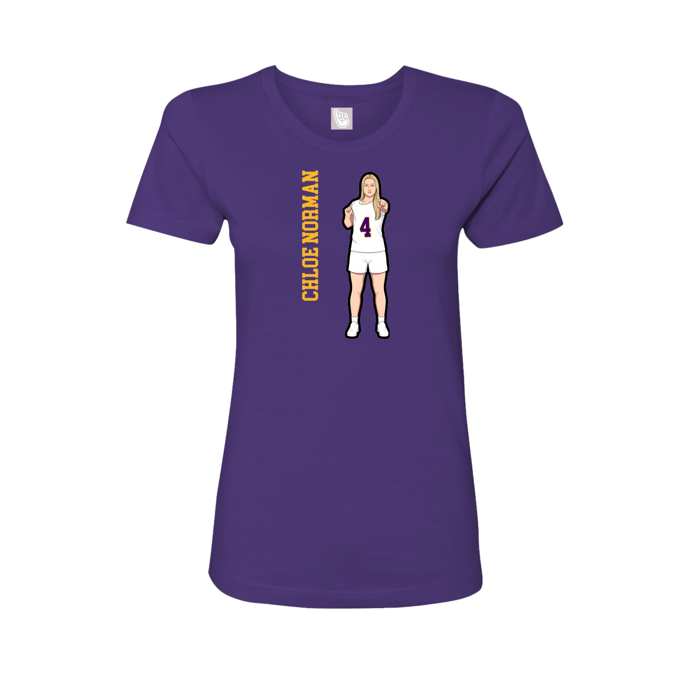 Fitted Women's Tee — Name Vertical in Purple