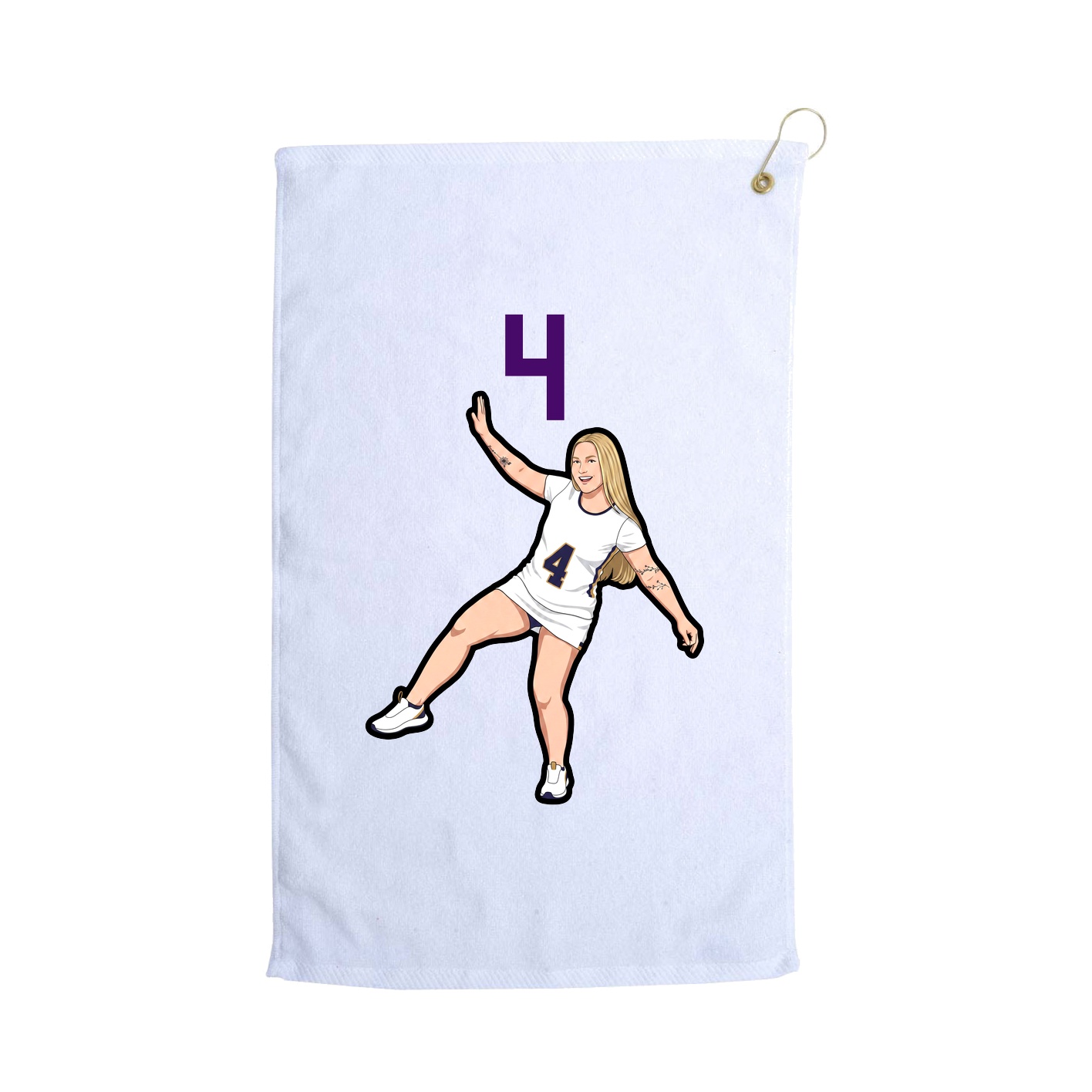 Golf Towel — Number Top in White