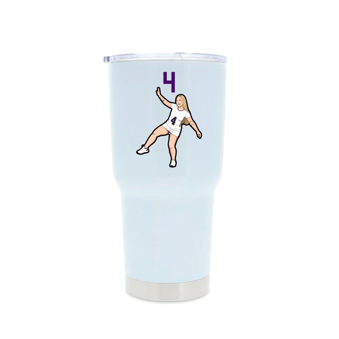 30oz Stainless Steel Tumbler — Number Top in White