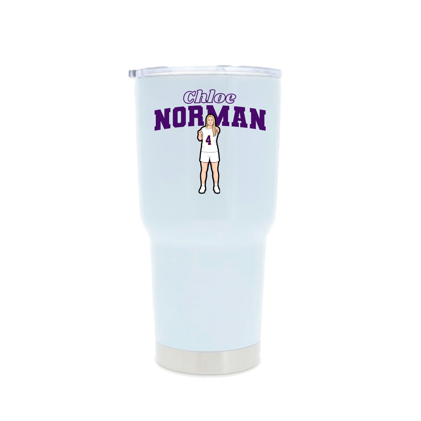 30oz Stainless Steel Tumbler — Name Arch in White