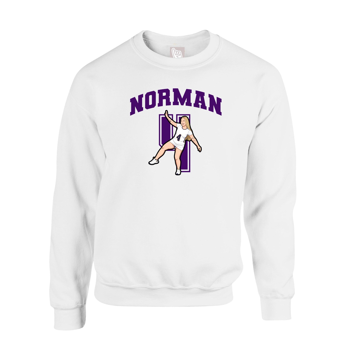 Fleece Crew — Number in White