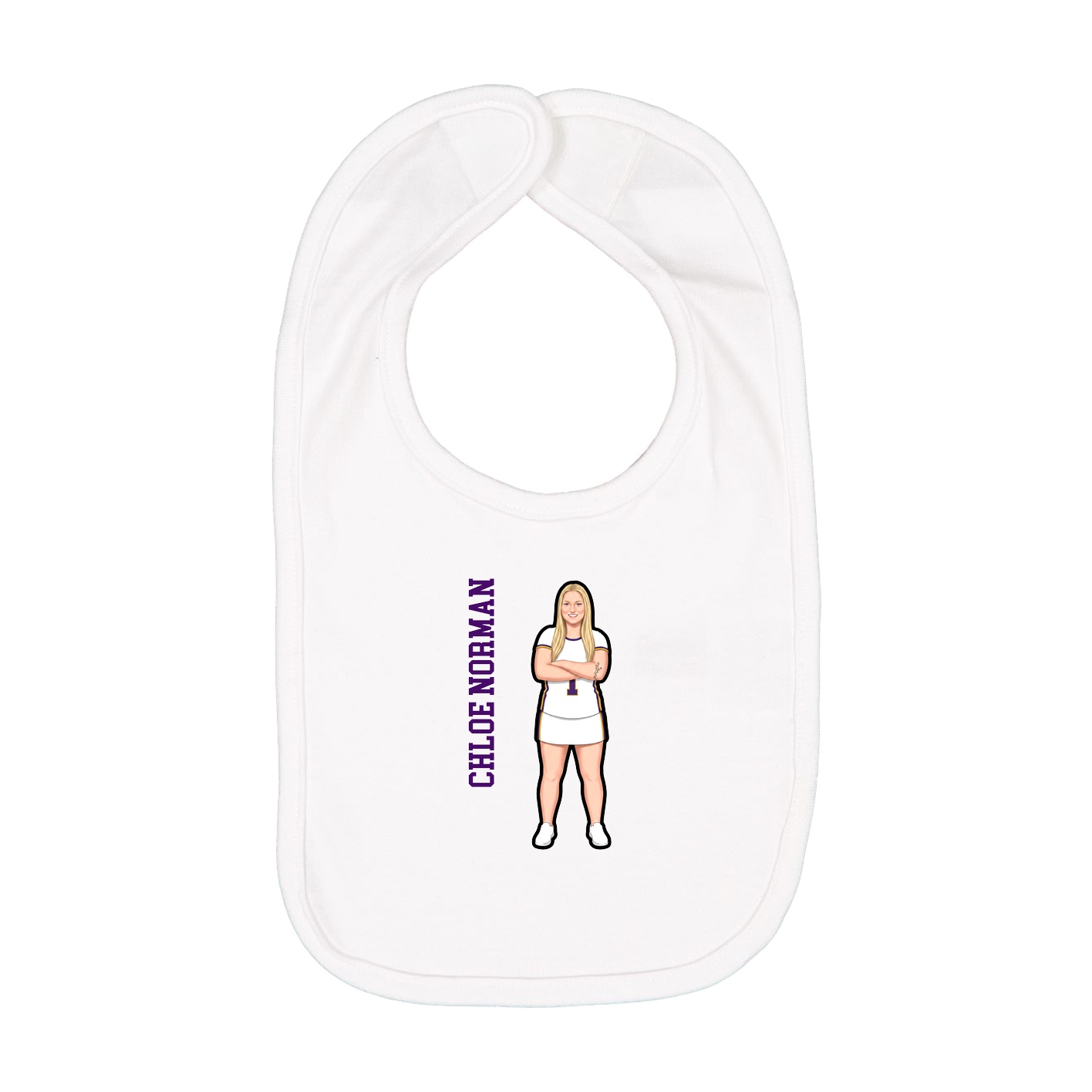 Infant Bib — Name Vertical in White