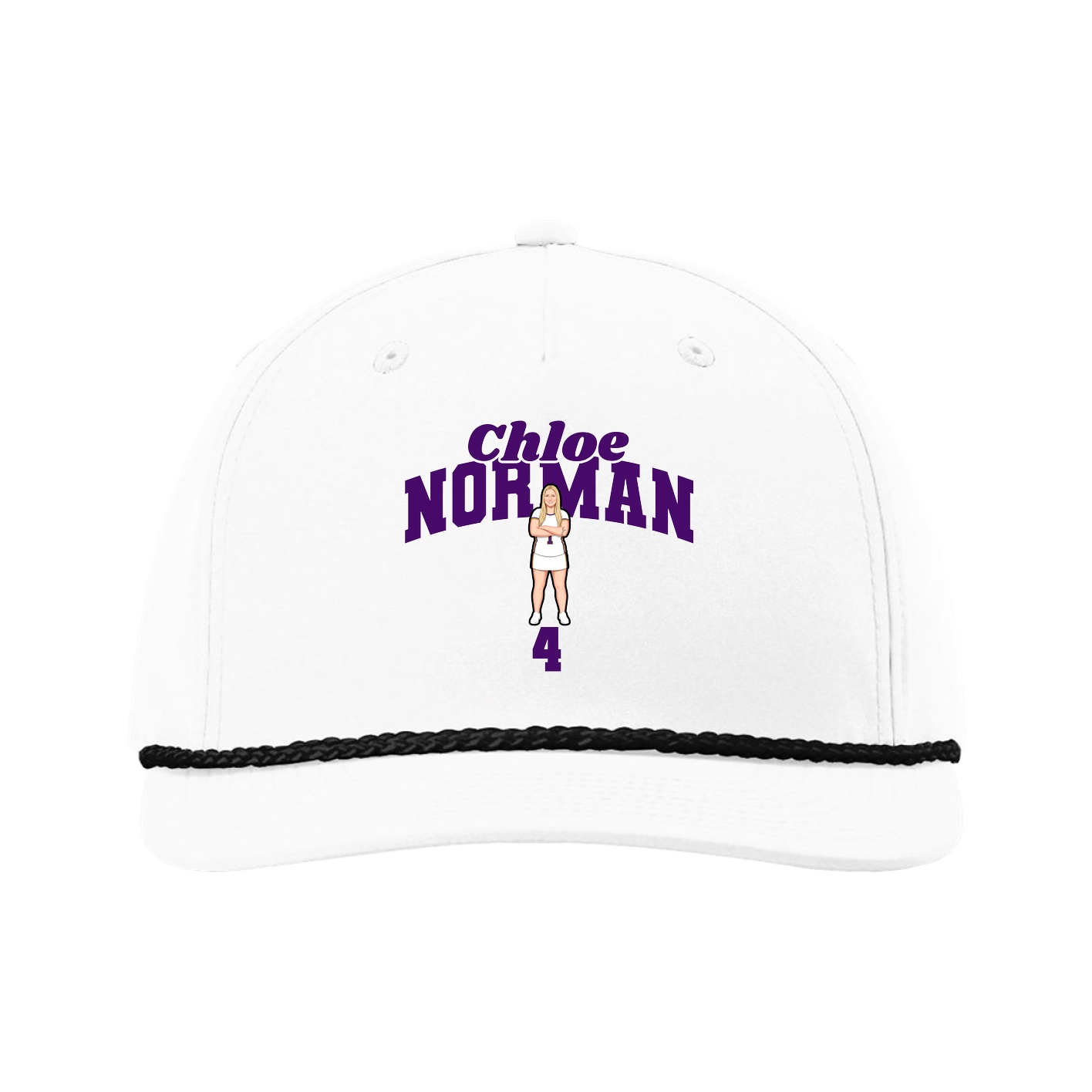 Five-Panel Classic Rope Cap — Signature Arch in White