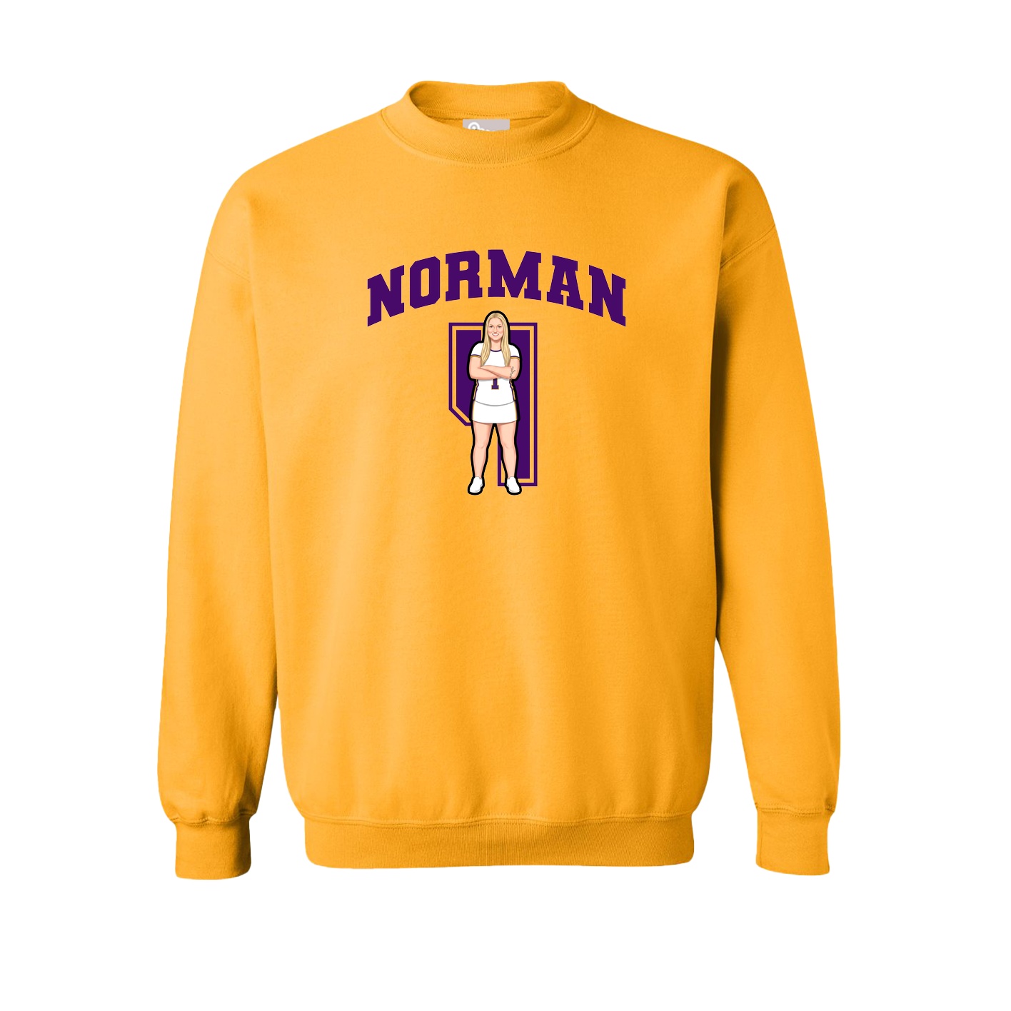 Fleece Crew — Number in Gold