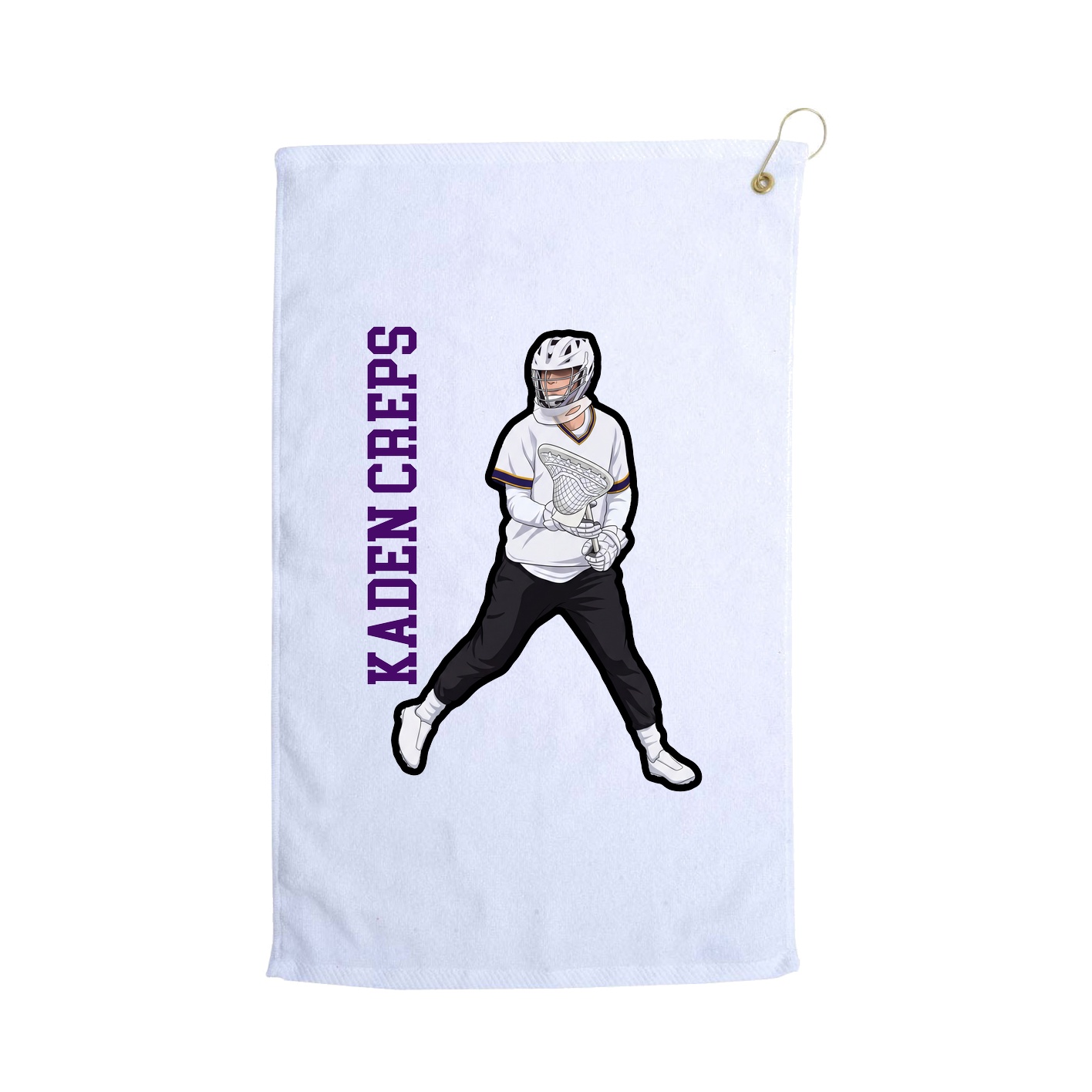 Golf Towel — Name Vertical in White