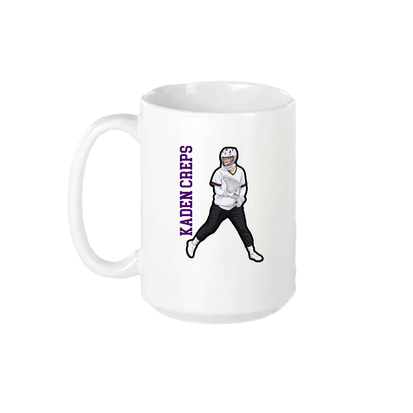 15oz Coffee Mug — Name Vertical in White