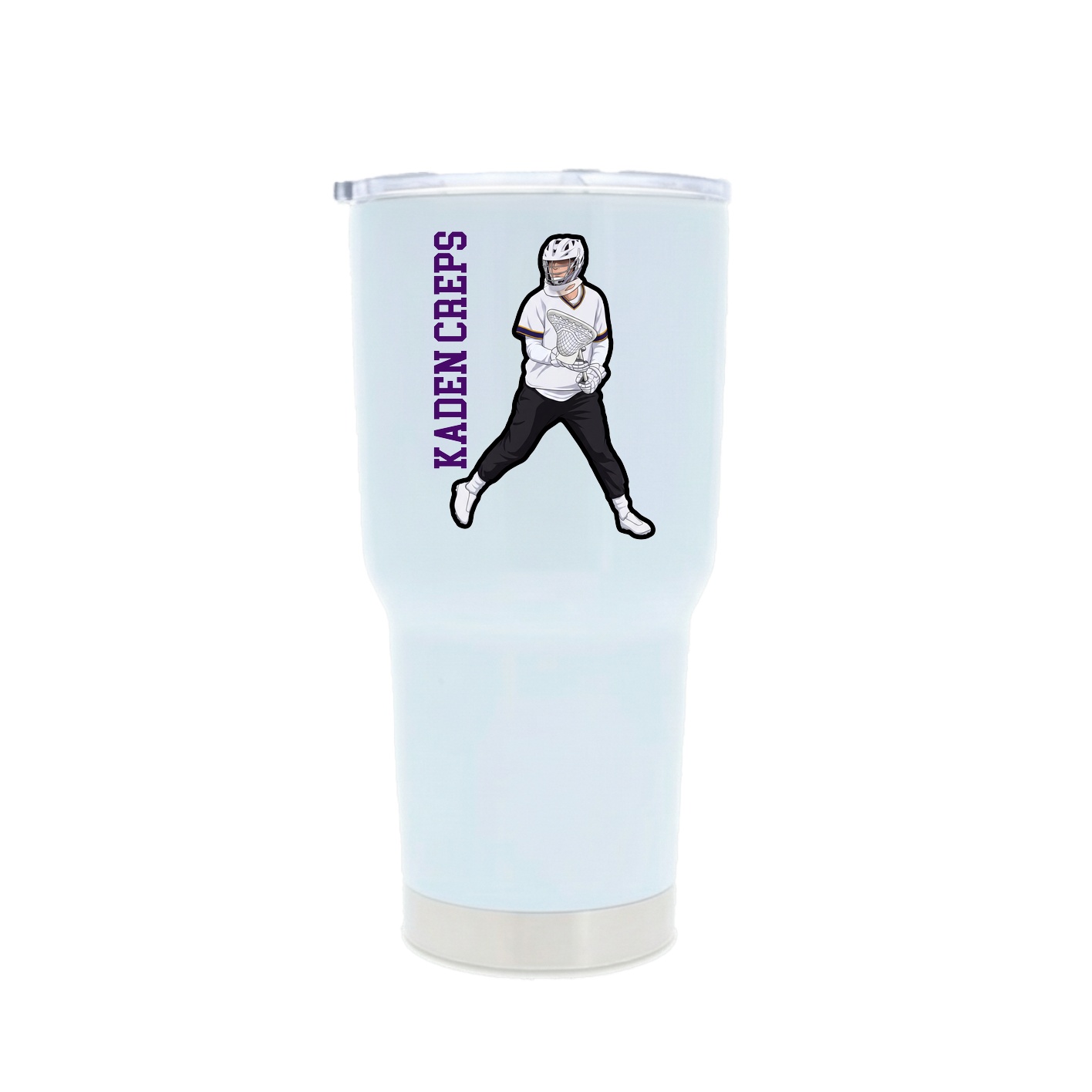 30oz Stainless Steel Tumbler — Name Vertical in White