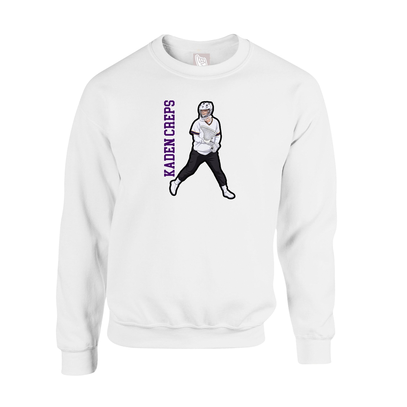 Fleece Crew — Name Vertical in White