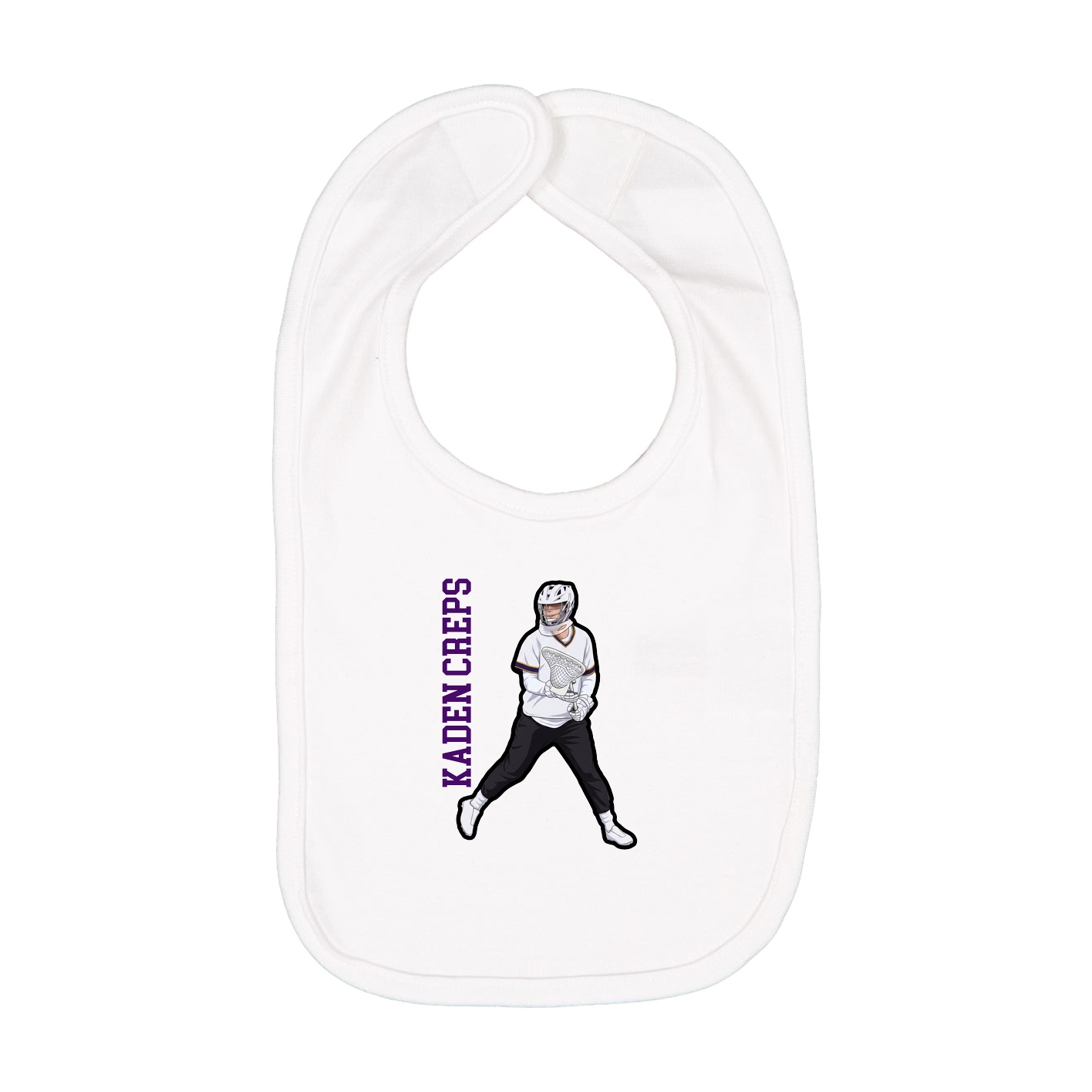 Infant Bib — Name Vertical in White